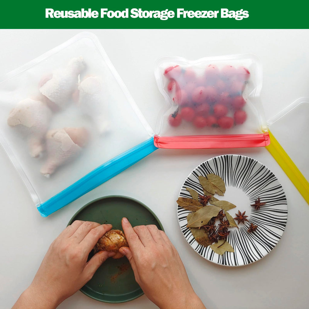 4 Pcs 2 Gallon Reusable Freezer Bags, Large Capacity, BPA Free Reusable Leakproof Food Storage Bags,13 "x 16", Used For Home Food Storage And Camping Food Storage
