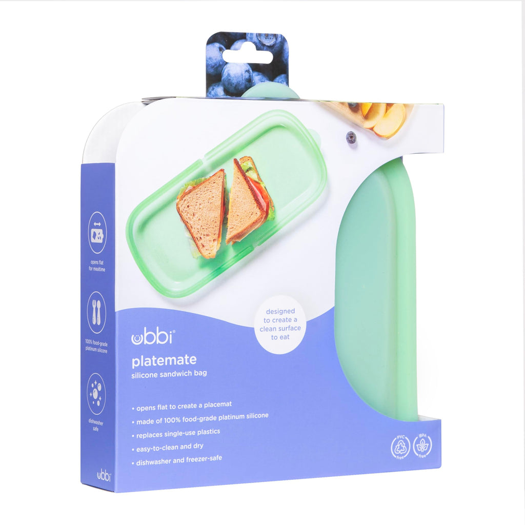 Ubbi Platemate Reusable Silicone Storage Bag, Smoothie Purple | Opens Flat as Placemat, Dishwasher & Freezer-Safe, Lunch Container, Leakproof Sandwich & Snack Bag, Easy to Clean, BPA-Free
