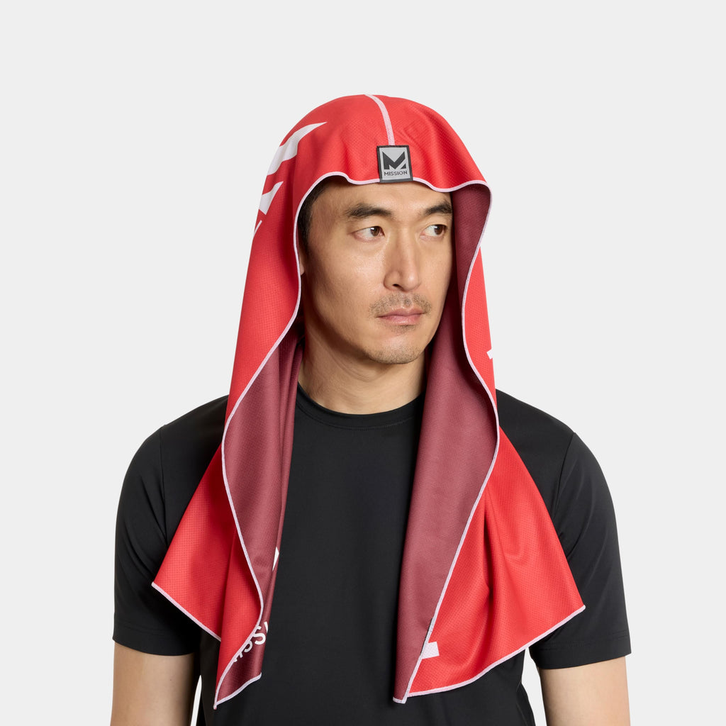 MISSION Reversible Cooling Hoodie Towel- Hood Towel, Cools Instantly When Wet, UPF 50 Sun Protection, Contours Your Head to Stay in Place, Great for Sports, Fitness, Gym (Pink Mint)