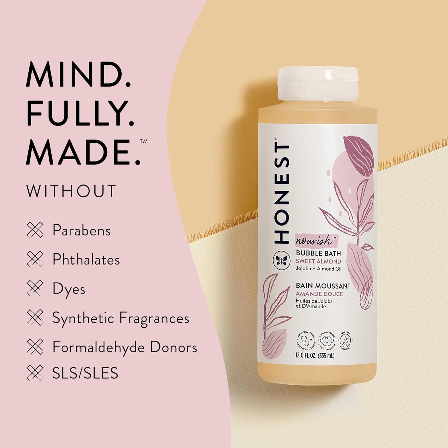 The Honest Company Foaming Bubble Bath Gentle for Baby, Naturally Derived, Tear-free, Hypoallergenic, Fragrance Free, Sensitive, 12 fl oz