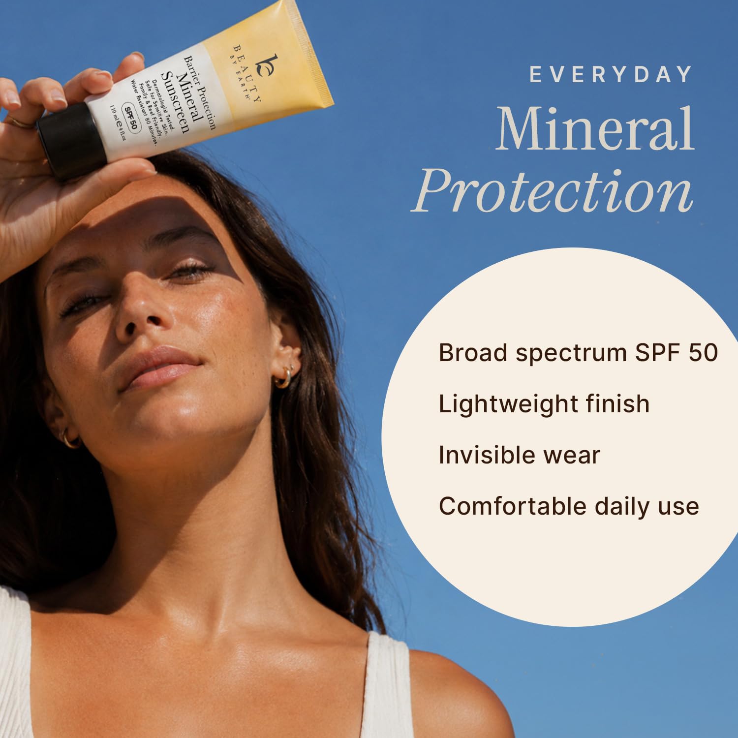 Mineral Sunscreen for Body SPF 50 – Reef Friendly Broad Spectrum Zinc Oxide, Made in USA with Organic & Natural Ingredients, Water Resistant 80 Min, Non Toxic Baby Sunblock for Kids, No White Cast