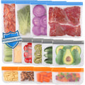Lerine 10 Pack Dishwasher Safe Reusable Bags, Leakproof Reusable Freezer Bags, BPA Free Food Storage Bags for Marinate Food Travel - 3 Gallon 4 Sandwich 3 Snack