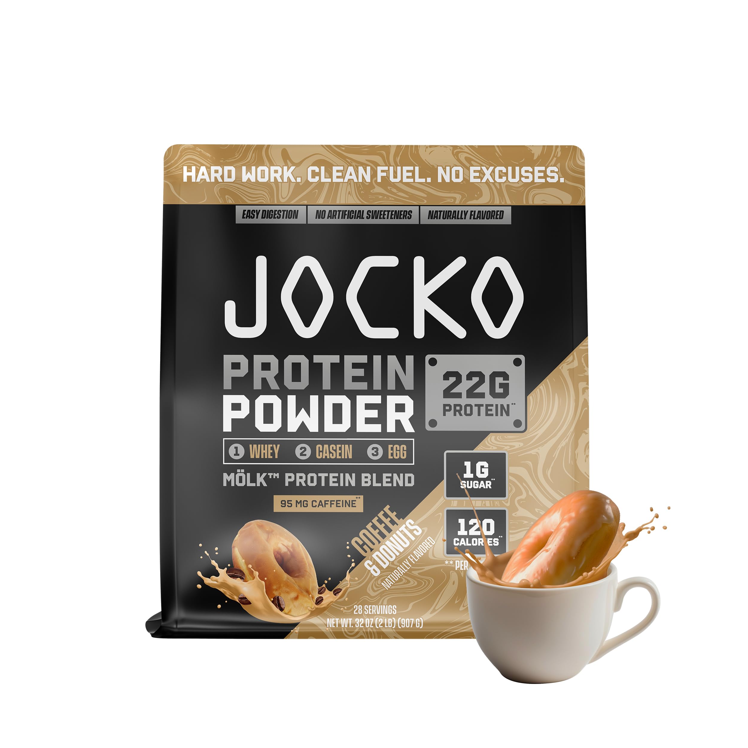 Jocko Fuel Whey Protein Powder, Chocolate Peanut Butter, 22g Protein, Digestive Enzymes + Probiotic Blend, No Sugar Added, with Essential Amino Acids + Electrolyte Minerals, 25 Servings