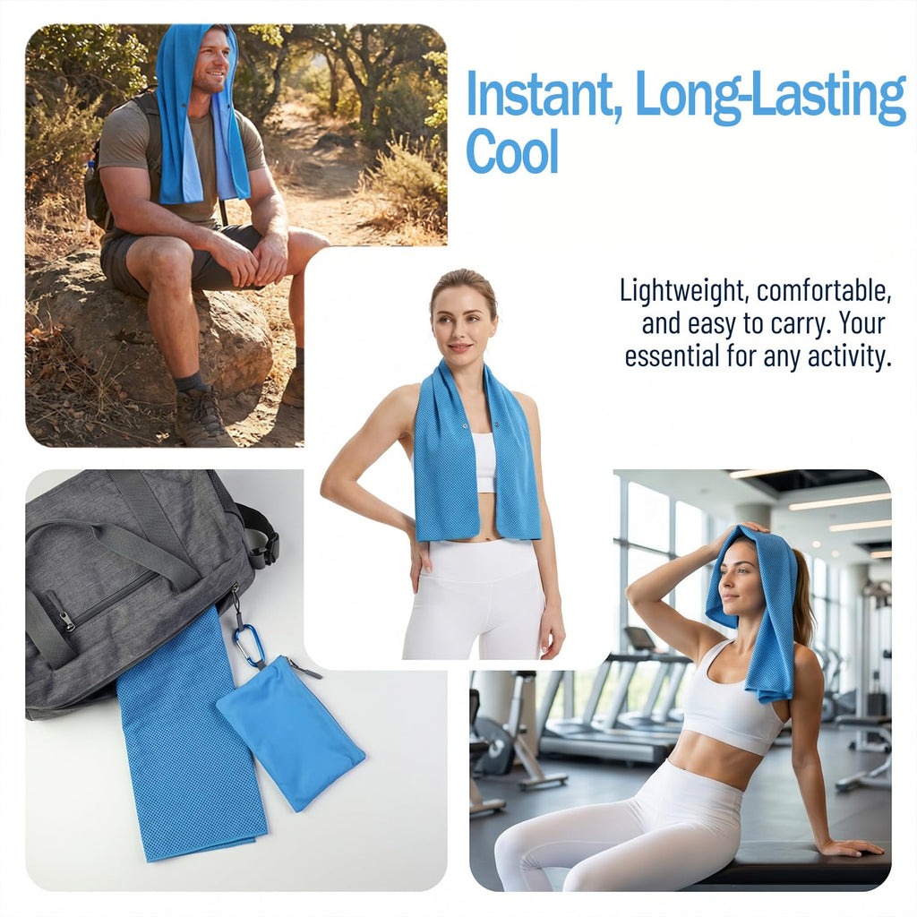 Upgraded PVA Cooling Hoodie Towels -UPF 50+ Sun Proteciton Instant Cooling Towel for Neck & Face,Sweat-Absorbent Ice Towel for Hot Weather, Sports, Camping, Cycling & Outdoor Activities (Blue)