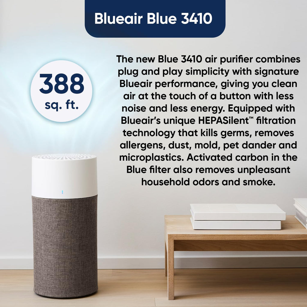 BLUEAIR Blue Pure 311i Max Smart Air Purifier for Medium Rooms up to 2,107 Sq Ft HEPASilent Air Cleaner for Pets Allergies Smoke & Dust WiFi Air Purifier with Auto Mode Quiet Air Purifier for Bedroom