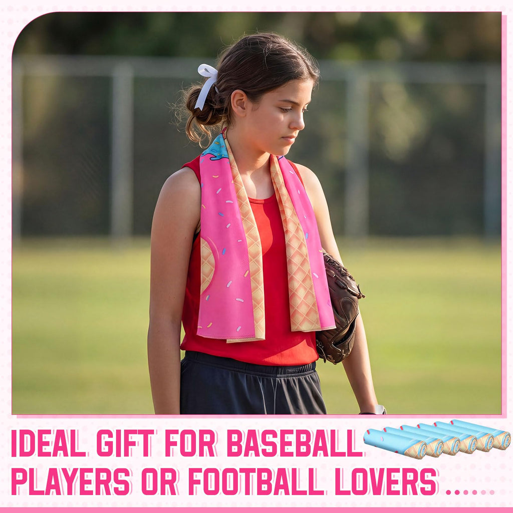 12 count Sports Cooling Towels Baseball Basketball Softball 40 x 12 Inch Breathable Soccer Football Volleyball Microfiber Ice Towel Fast Drying for Sport Party Favors Team Gift(Yellow,Softball)