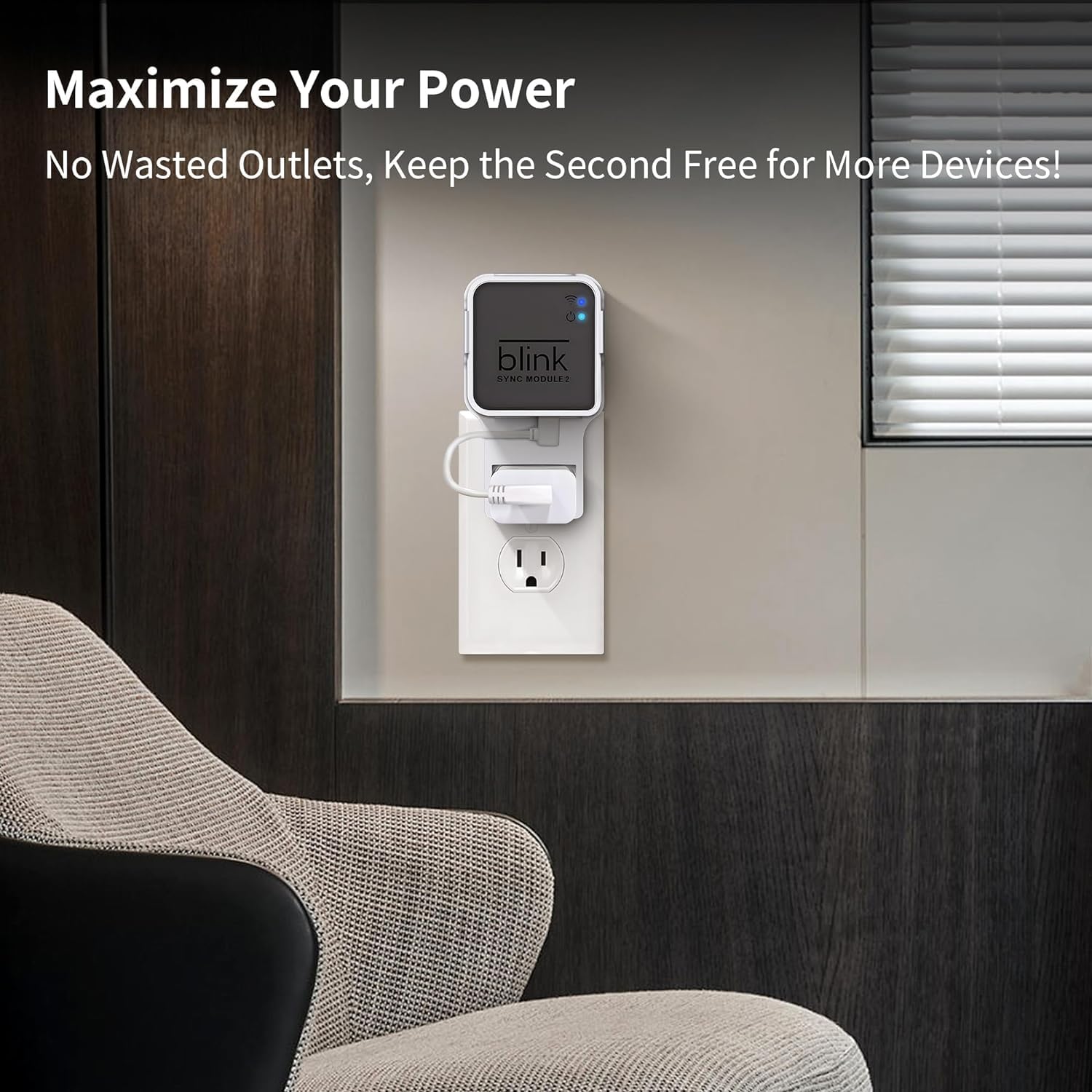 Kidjoyo Wall Mount for Blink Sync Module 2 with Short Cable - Save Space - No Messy Wires - Easy Move Mount Bracket Holder for Blink Outdoor Indoor Security Camera