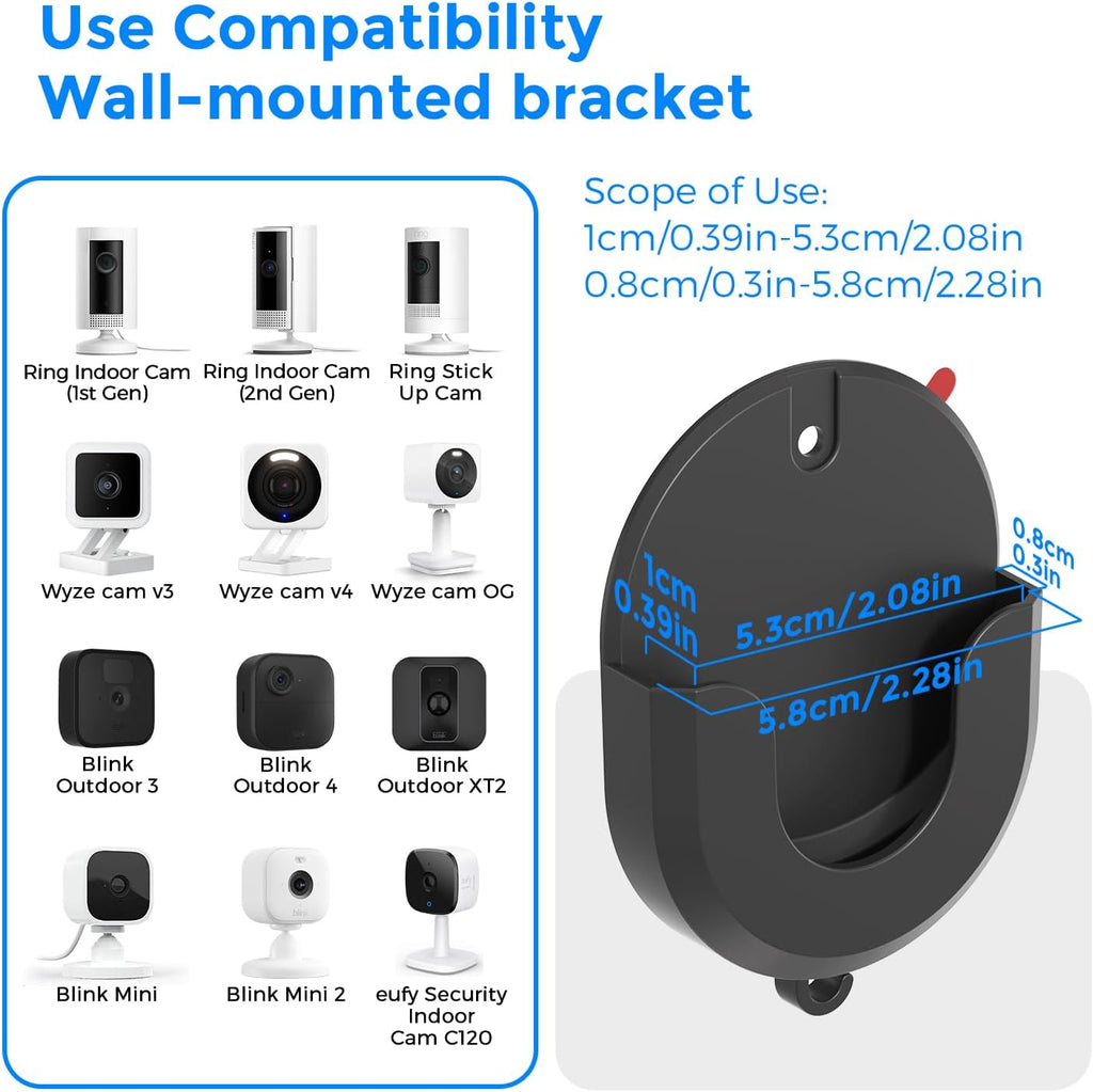 3 Pack Blink Camera Wall Mount - No Drill Adhesive Bracket for Blink Mini, Mini 2, Outdoor 4 & Indoor - Strong Hold, Damage-Free, Easy Install