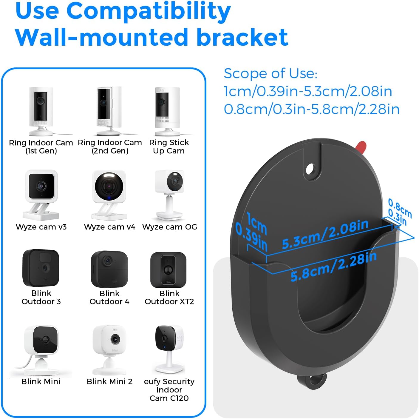 3 Pack Blink Camera Wall Mount - No Drill Adhesive Bracket for Blink Mini, Mini 2, Outdoor 4 & Indoor - Strong Hold, Damage-Free, Easy Install