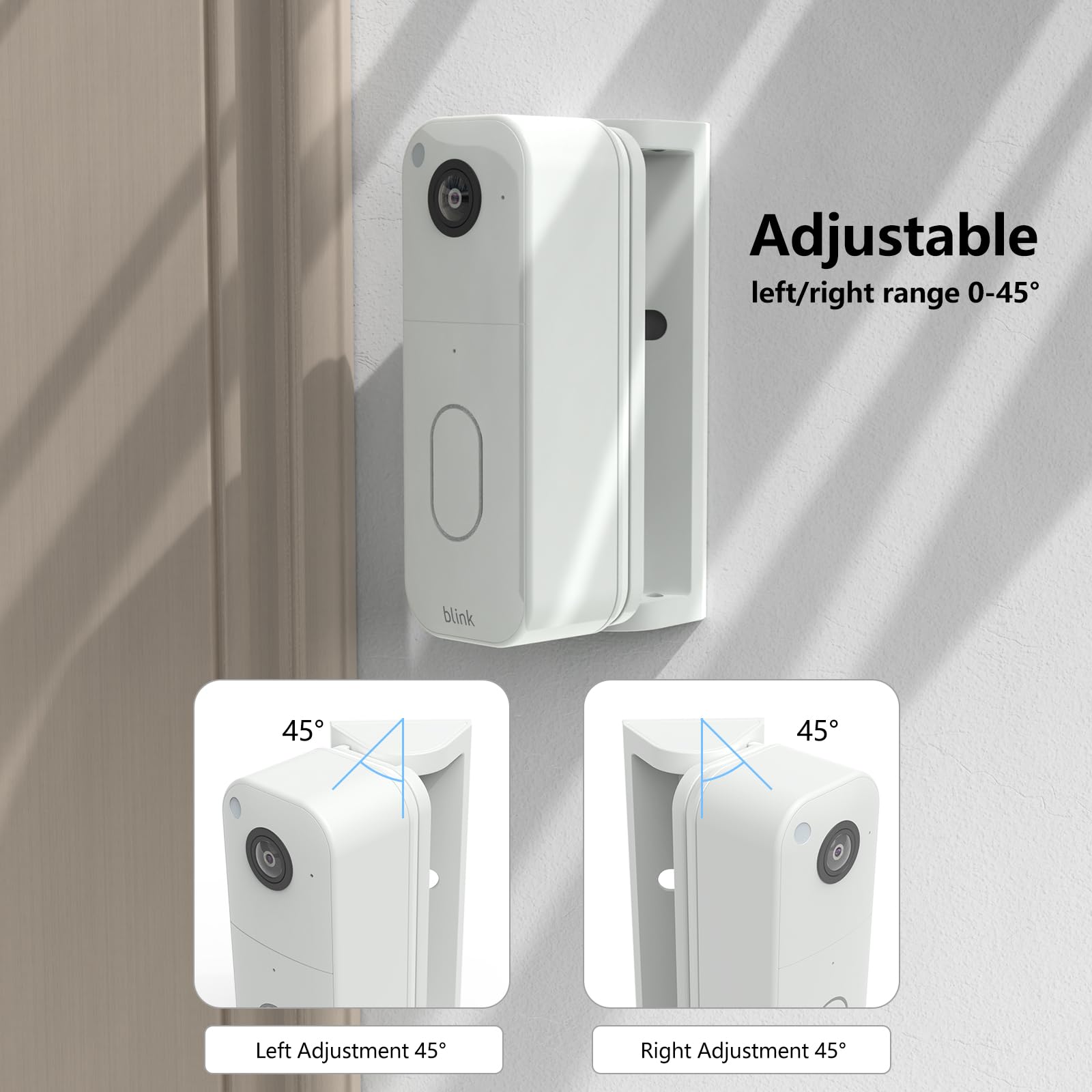 Blink Doorbell Mount, Adjustable Angle (0-45 Degree R/L) Mount for Blink Video Doorbell Newest Model (Black)
