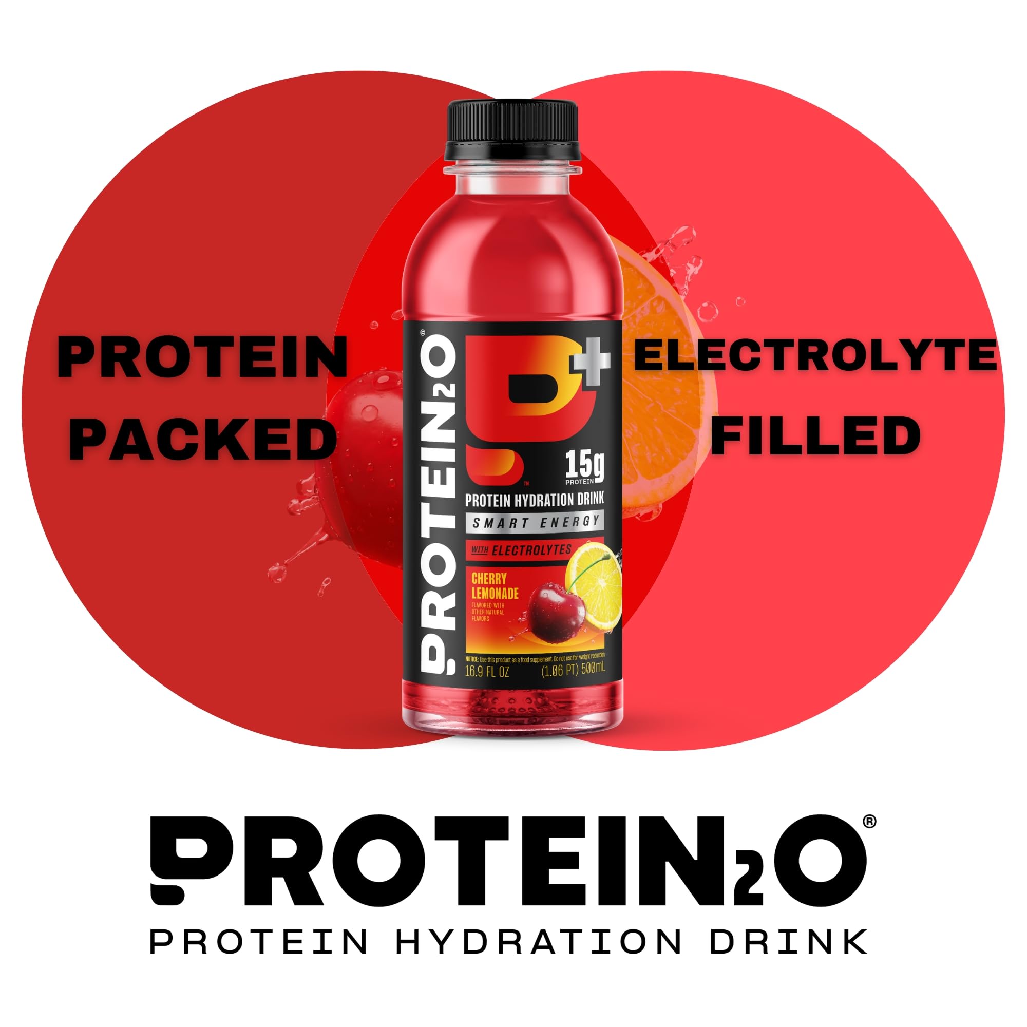Protein2o 15g Whey Protein Isolate Hydration Drink Plus Energy & Focus, 350mg of Electrolytes, Vitamins B5 & B6, Sugar Free, Cotton Candy, 16.9 oz Bottle (Pack of 12)
