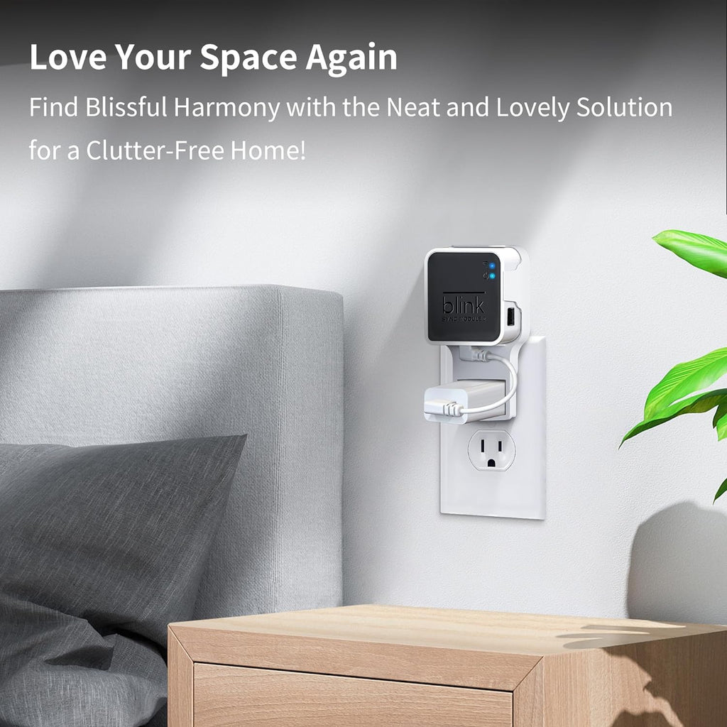 Kidjoyo Wall Mount for Blink Sync Module 2 with Short Cable - Save Space - No Messy Wires - Easy Move Mount Bracket Holder for Blink Outdoor Indoor Security Camera