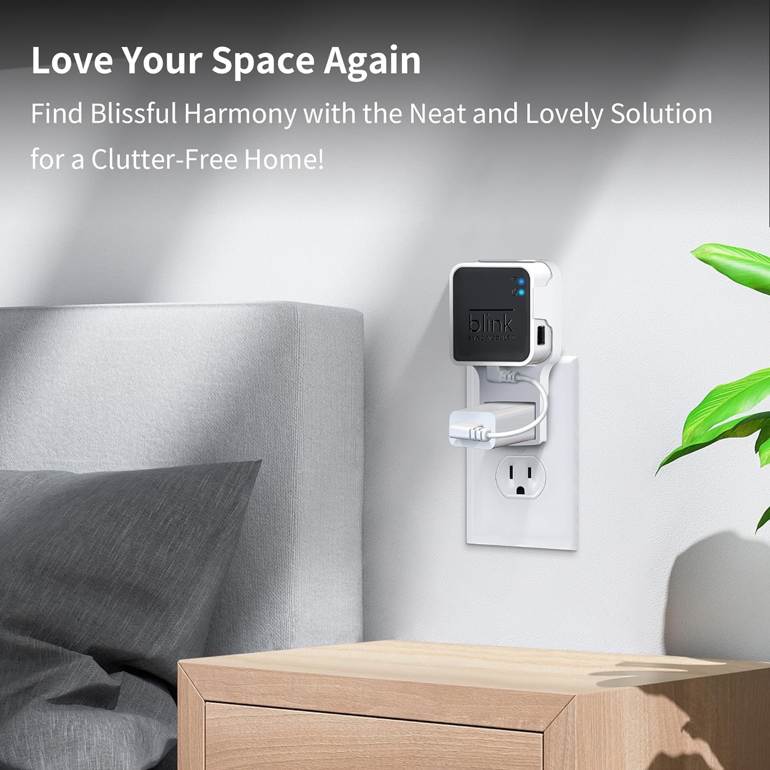 Kidjoyo Wall Mount for Blink Sync Module 2 with Short Cable - Save Space - No Messy Wires - Easy Move Mount Bracket Holder for Blink Outdoor Indoor Security Camera