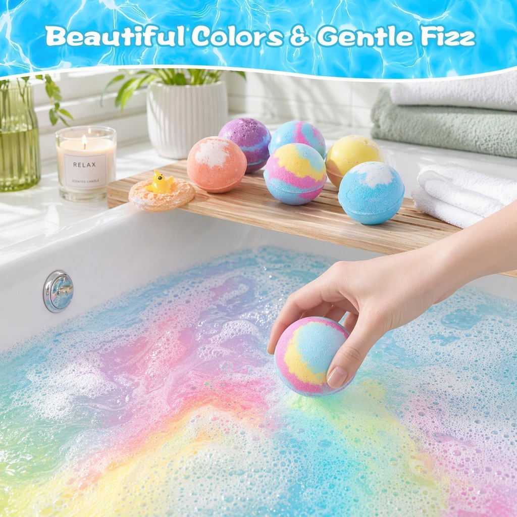 Ocean Toy Bath Salt Ball Sleeve Box Bath Bombs, 2026 New 12 Pack Bath Gift Bombs with Surprise Inside, Ocean Theme Bath Fizzies, Fizzy Bubble Bath Gift Easter Basket Stuffers (Blue 12Pack)