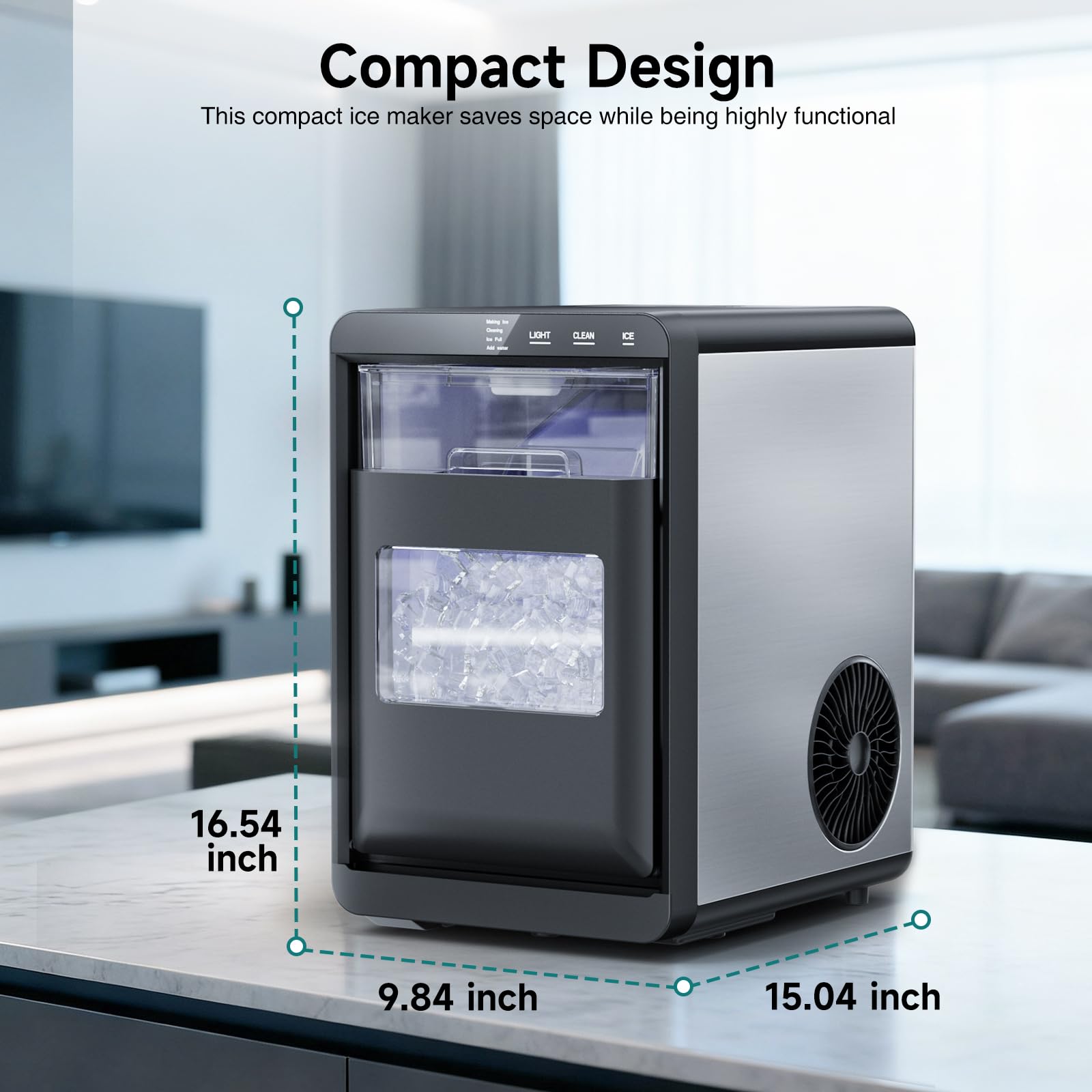 Nugget Ice Maker Countertop, 44Lbs/24H Pebble Ice Maker with Water Tank, Soft Chewable Pellet Ice Machine with Self-Cleaning for Kitchens/Home/Office
