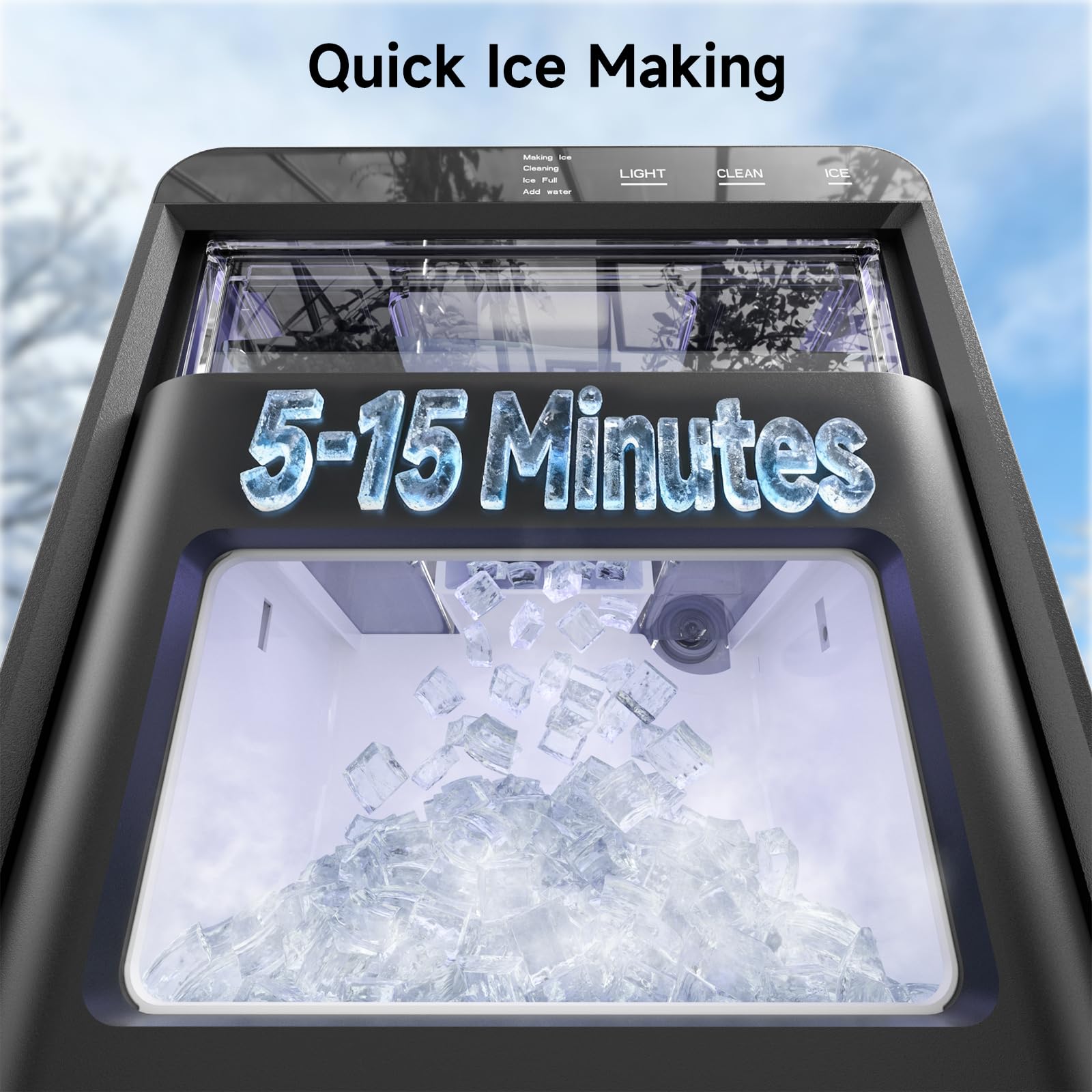 Nugget Ice Maker Countertop, 44Lbs/24H Pebble Ice Maker with Water Tank, Soft Chewable Pellet Ice Machine with Self-Cleaning for Kitchens/Home/Office