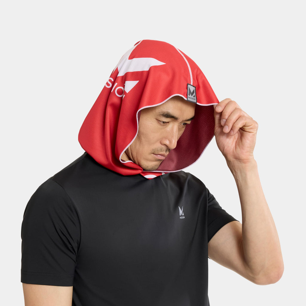 MISSION Reversible Cooling Hoodie Towel- Hood Towel, Cools Instantly When Wet, UPF 50 Sun Protection, Contours Your Head to Stay in Place, Great for Sports, Fitness, Gym (Pink Mint)