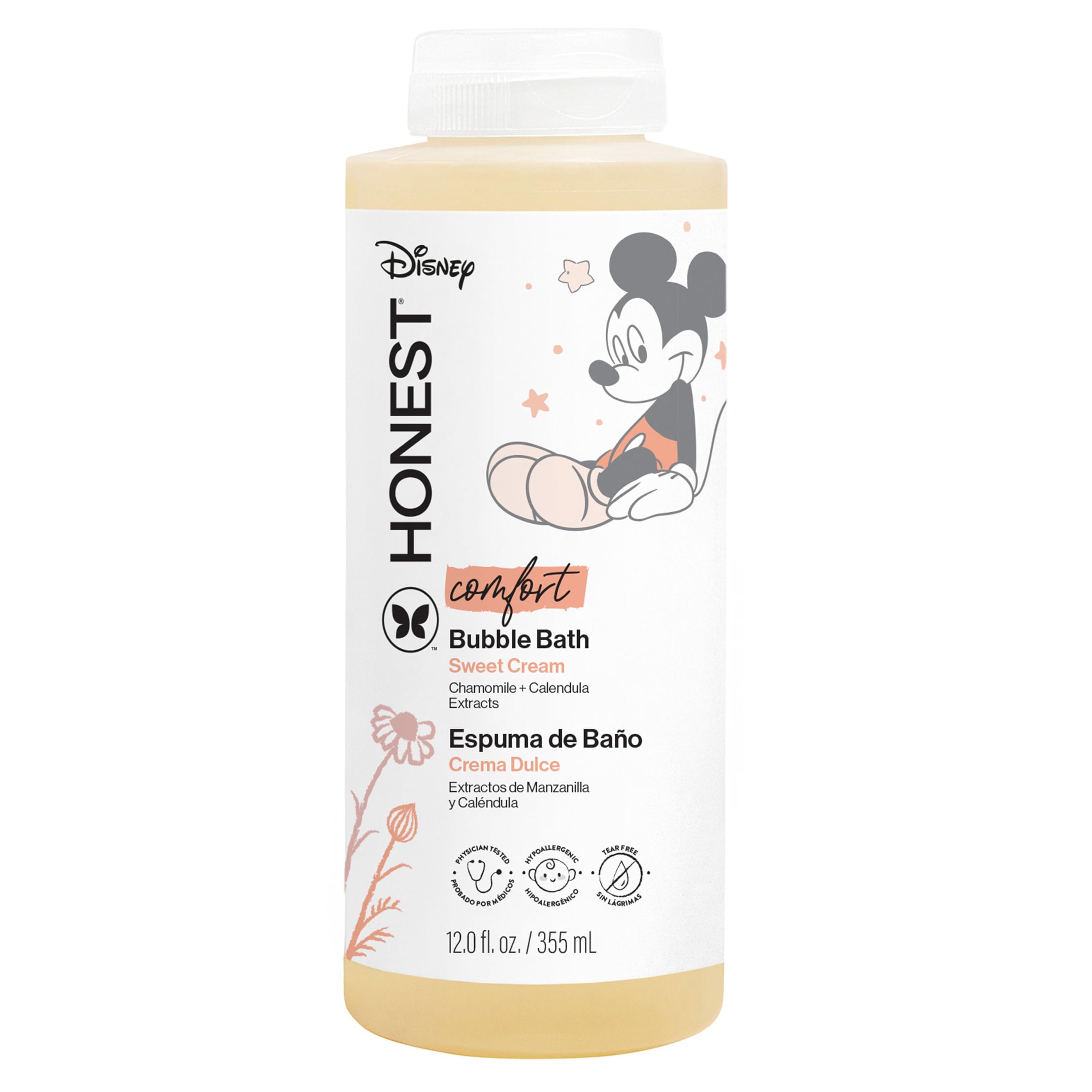 The Honest Company Foaming Bubble Bath Gentle for Baby, Naturally Derived, Tear-free, Hypoallergenic, Fragrance Free, Sensitive, 12 fl oz