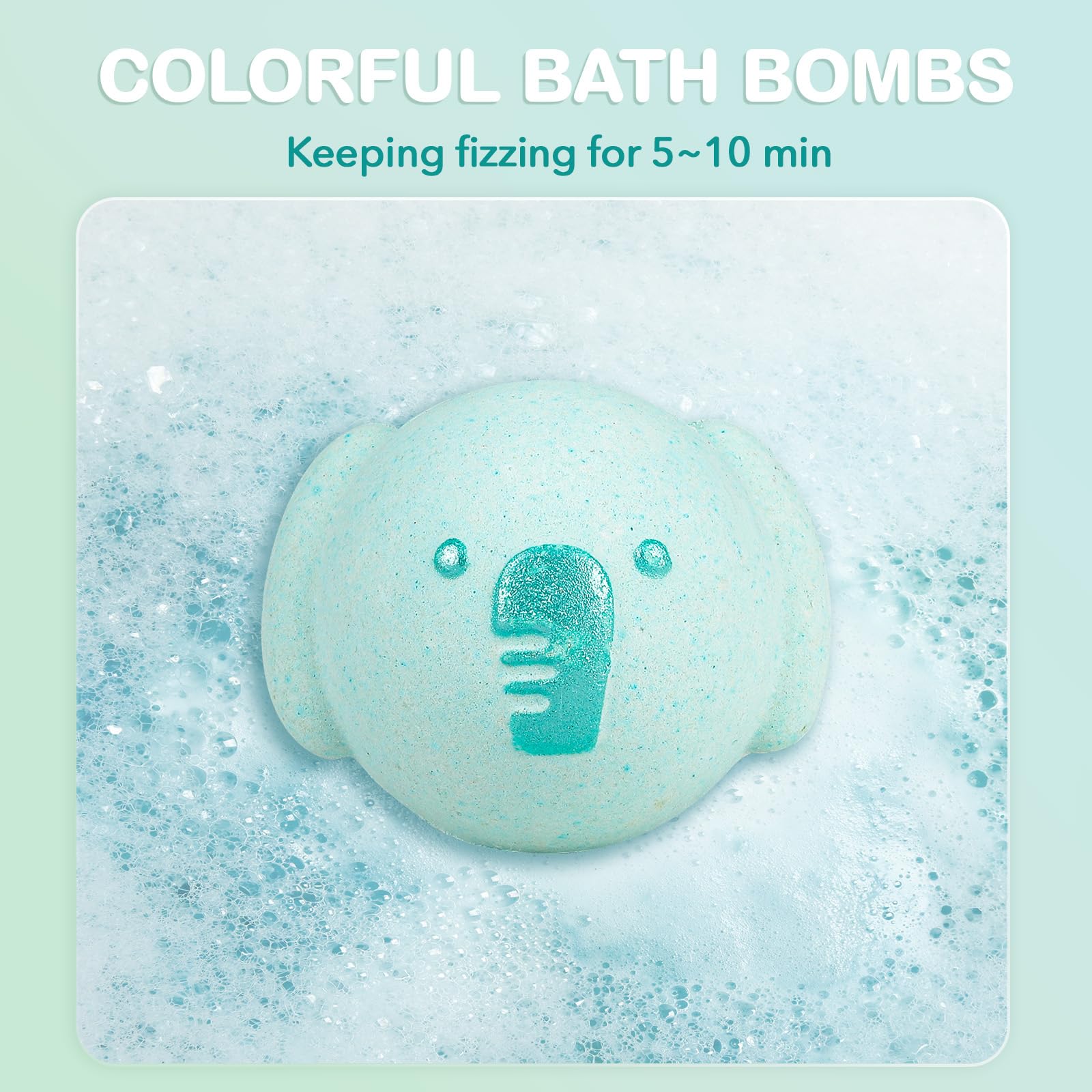 SHUCHING 14 Pcs Blue Elephant Bath Bombs for Kids, Organic Animal Bubble Bath Fizzy Balls, Birthday Gifts Set for Boys Girls
