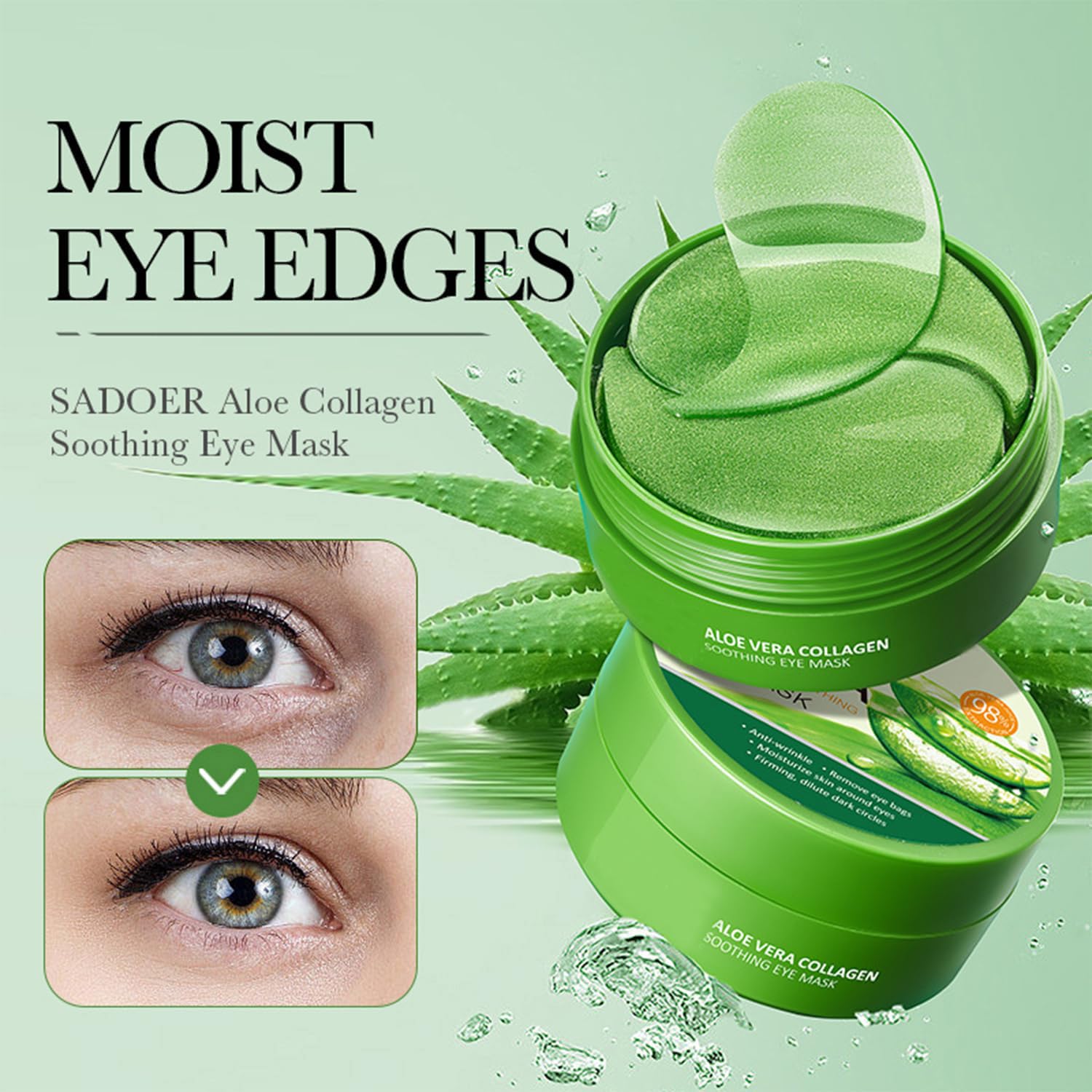 60 Pcs Gradient Under Eye Patches, Eye Patches for Puffy Eyes and Dark Circles, Eye Patches for Dark Circles, Under Eye Mask, Collagen Eye Patches, Eye Mask Skincare, Reduce Wrinkles and Fine Lines