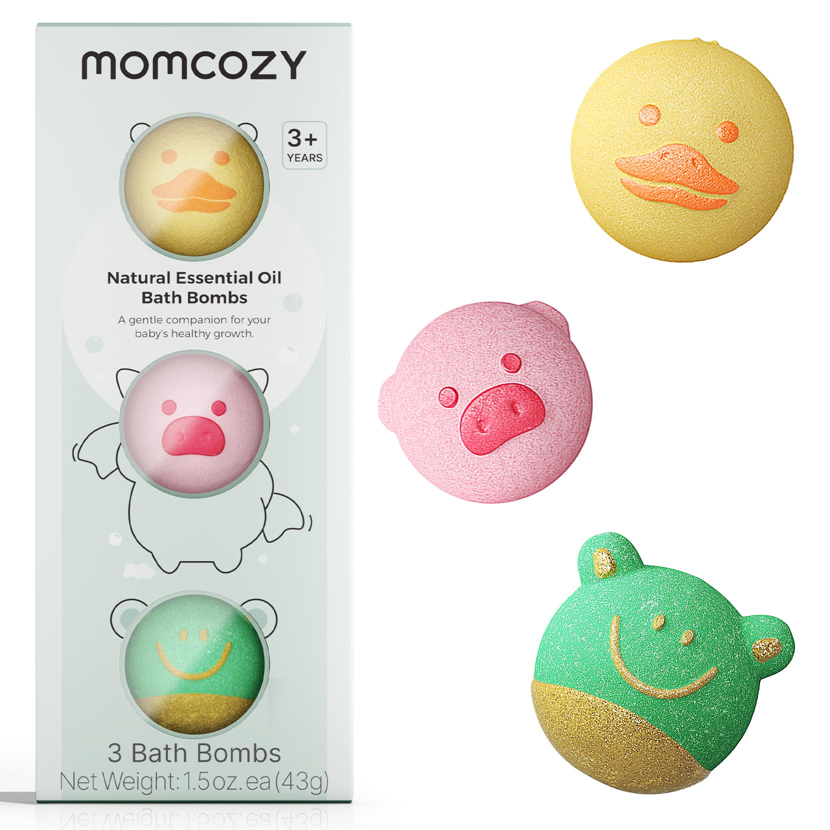 Momcozy 14-Pack Animal Bath Bombs with Essential Oil, Ideal Christmas Gift for Happy Educational & Fun Bath Time, Bath Bombs Kit with 7 Cute Animal Shapes, Ideal Gifts for Kids Girls Boys Toddler