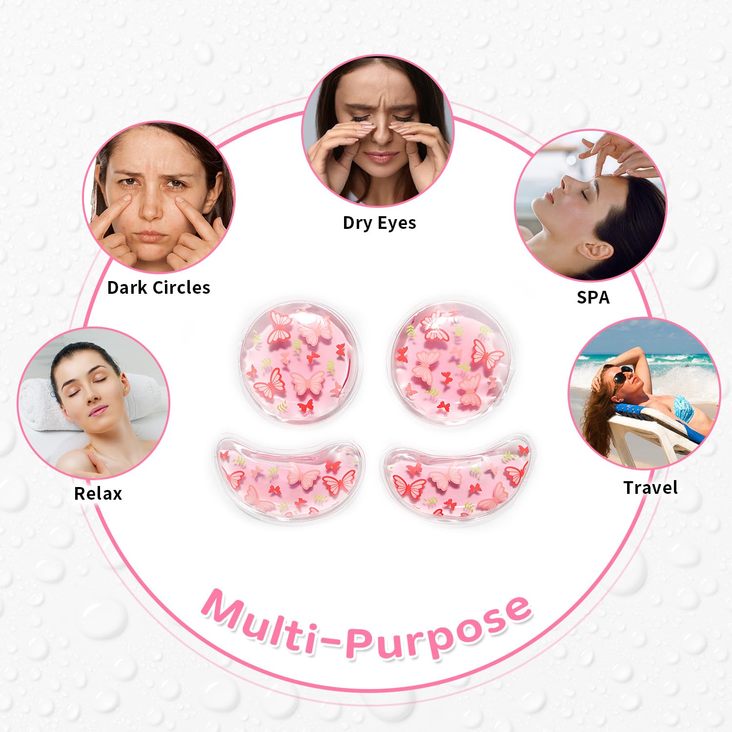 4PCS Gel Eye Ice Pack Set Reusable, Cold and Hot Compress for Eyes, Ice Pack for Eyes, Cooling Eye Pads for Eye Strain, Swelling, Redness, Dark Circles, Puffy Eyes, and Eye Recovery Surgery.
