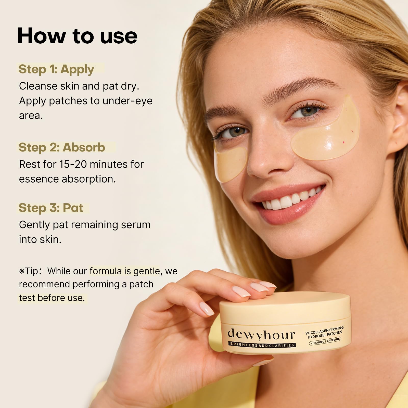 dewyhour Retinol Collagen Firming Hydrogel Patches - Under Eye Patches for Puffy Eyes & Dark Circles, Moisturizing Eye Mask with Caffeine & Hyaluronic Acid, Gentle Korean Skincare