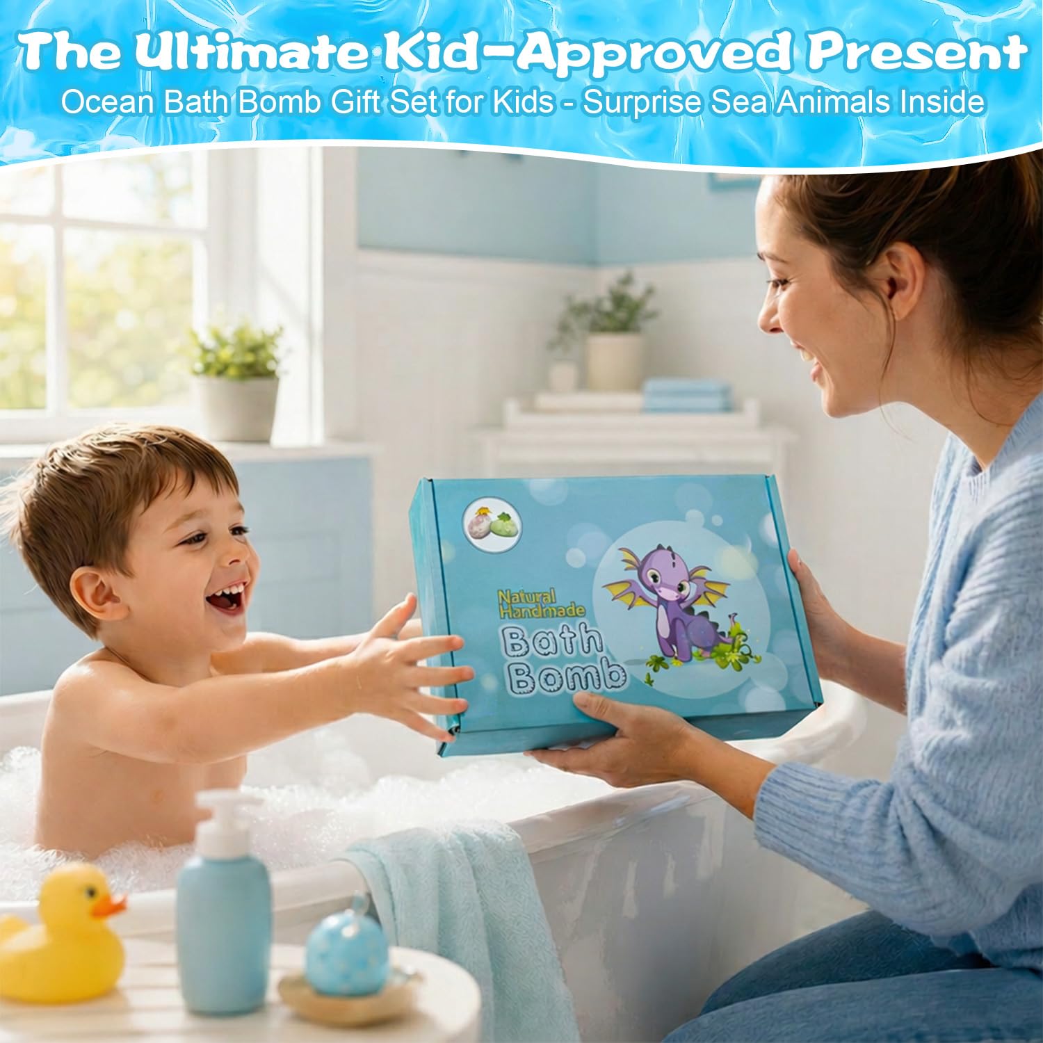 Bath Bombs with Toys Inside, Kids Bath Bombs with Surprise Inside, Play Fizz Bubble Bath Bomb for Boys Girls, Natural Organic Non Toxic Bath Ball Gift Set for Women Men (Sea Animal 12Pcs)