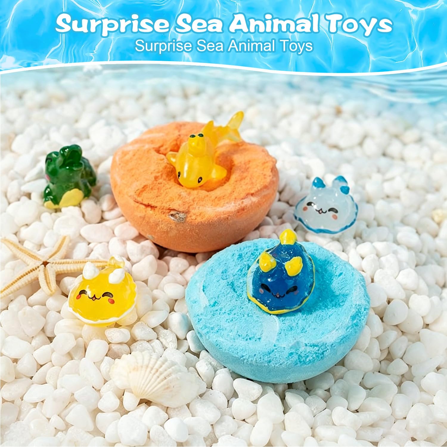 Bath Bombs with Toys Inside, Kids Bath Bombs with Surprise Inside, Play Fizz Bubble Bath Bomb for Boys Girls, Natural Organic Non Toxic Bath Ball Gift Set for Women Men (Sea Animal 12Pcs)
