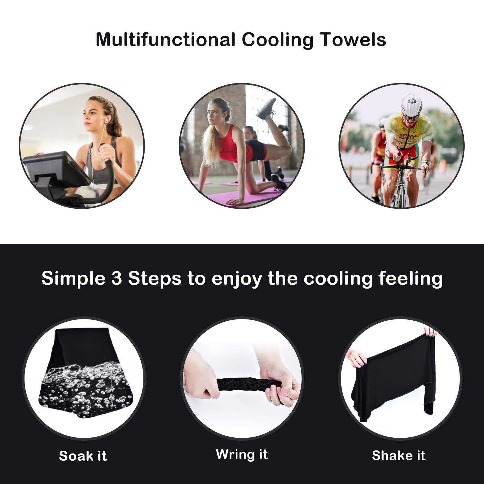 4 Packs Cooling Towels for Neck and Face(40"x 12"), Cool Sweat Towels for Hot Weather, Cooling Towels for Athletes, Lightweight Soft Breathable Towels for Yoga, Sport, Workout, Running, Gym, Camping