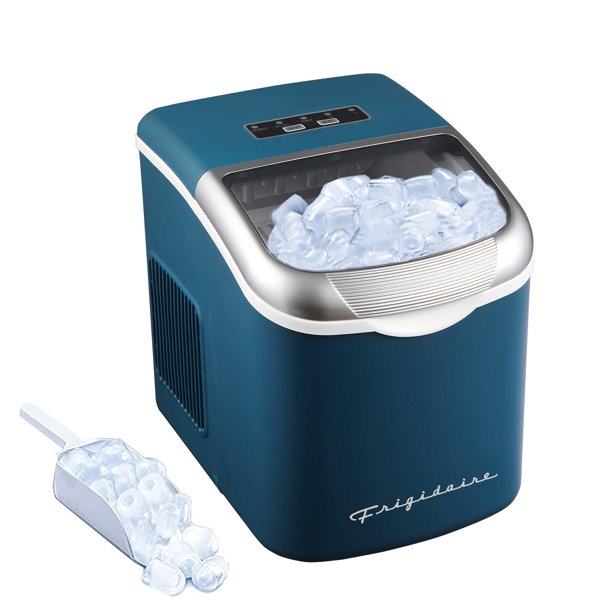 FRIGIDAIRE Retro Compact Ice Maker Machine, Bullet Ice, 26 lb per Day (BlackRoseGold)