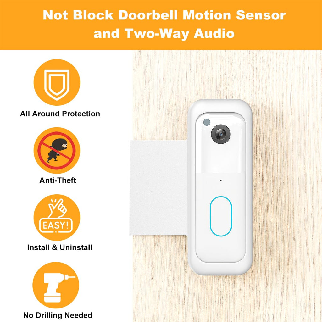Blink Doorbell Mount, Anti-Theft Video Doorbell Door Mount Bracket No Drilling, Fit for All-New Blink Doorbell(2nd Gen), Not for Security Door (White)