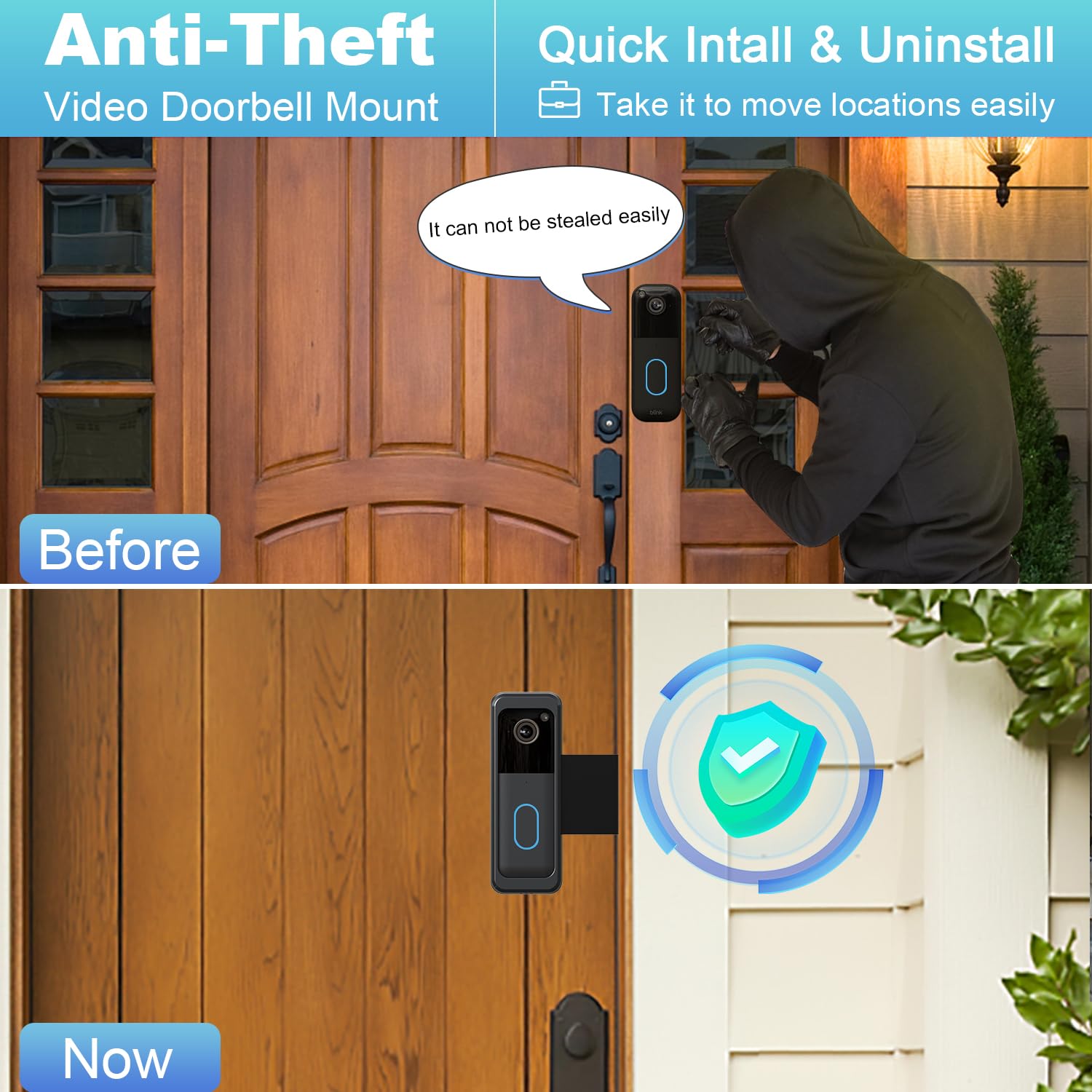 AISVAN Anti-Theft Blink Doorbell Door Mount,No-Drill Mounting Bracket for Blink Doorbell Camera 2nd Gen 2025 only,Not for Blink Battery Doorbell (2026 Release) Easy to Install Blink Video Doorbell