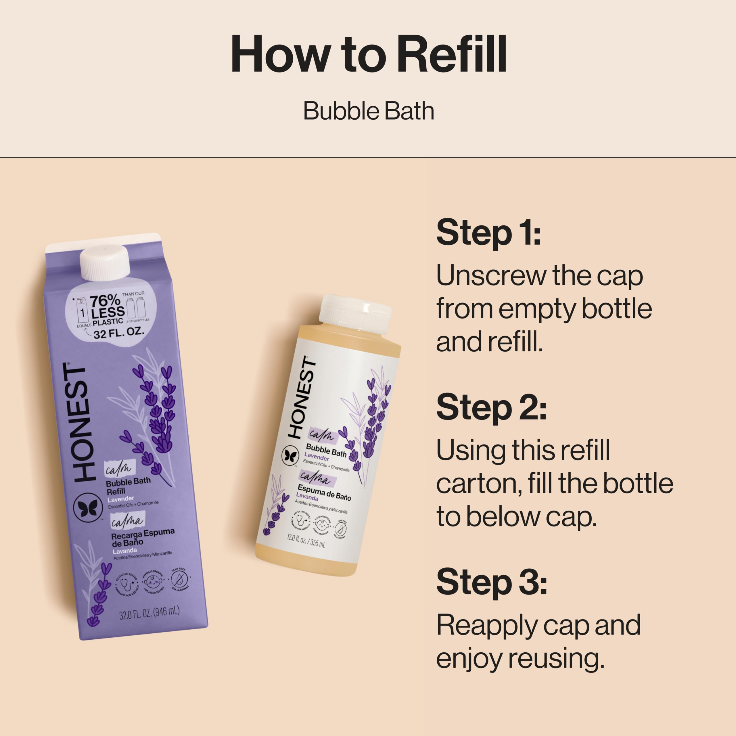 The Honest Company Foaming Bubble Bath Gentle for Baby, Naturally Derived, Tear-free, Hypoallergenic, Fragrance Free, Sensitive, 12 fl oz