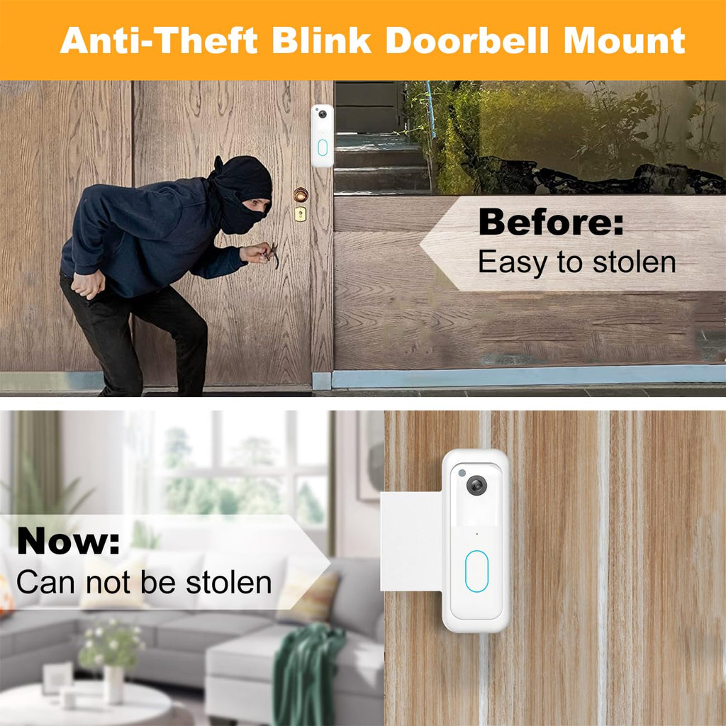 Blink Doorbell Mount, Anti-Theft Video Doorbell Door Mount Bracket No Drilling, Fit for All-New Blink Doorbell(2nd Gen), Not for Security Door (White)