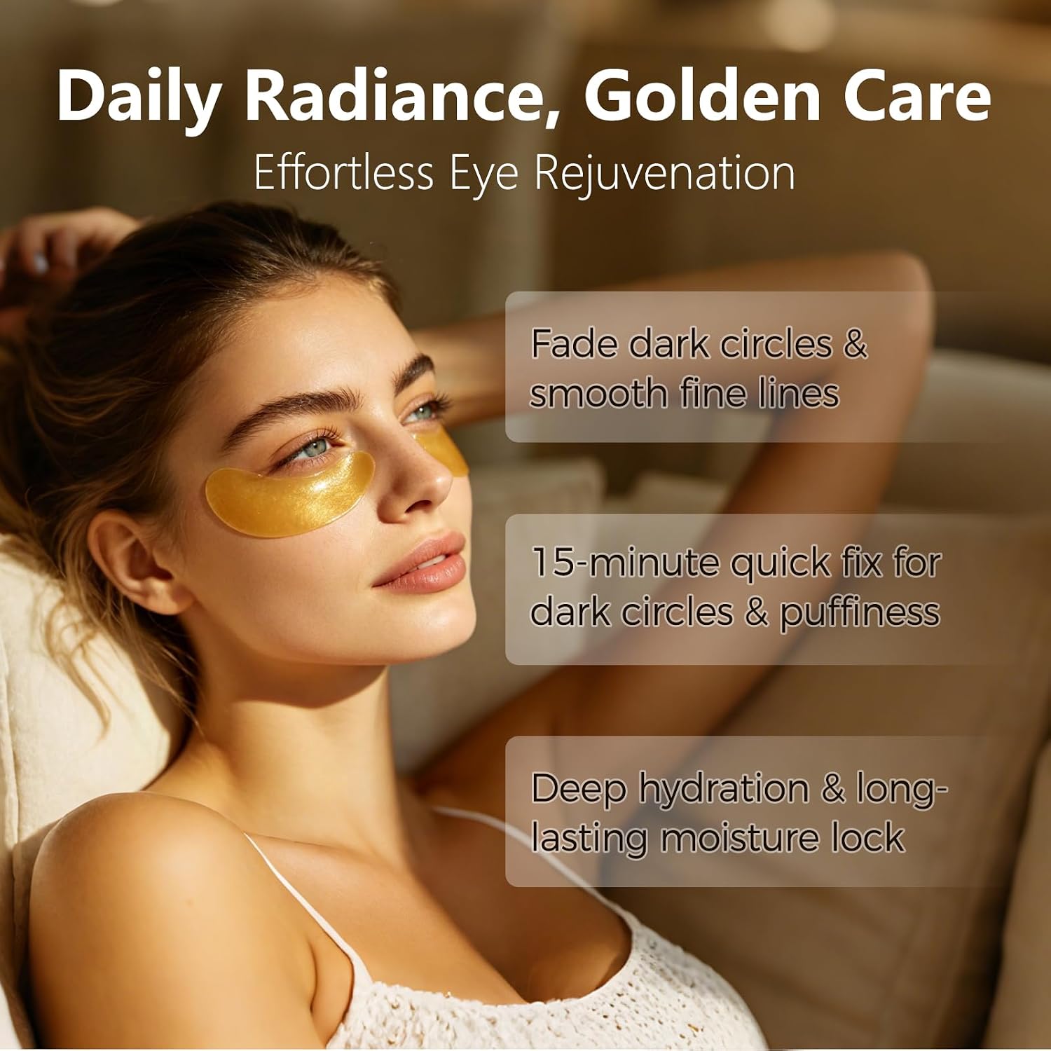 120 Pcs 24K Gold Under Eye Patches, 60 Pairs Under Eye Masks, Gel Eye Pads Skincare, Puffy Eyes and Dark Circles – Collagen Infused Hydrogel Eye Mask for Anti Aging, Skincare Treatment for Women