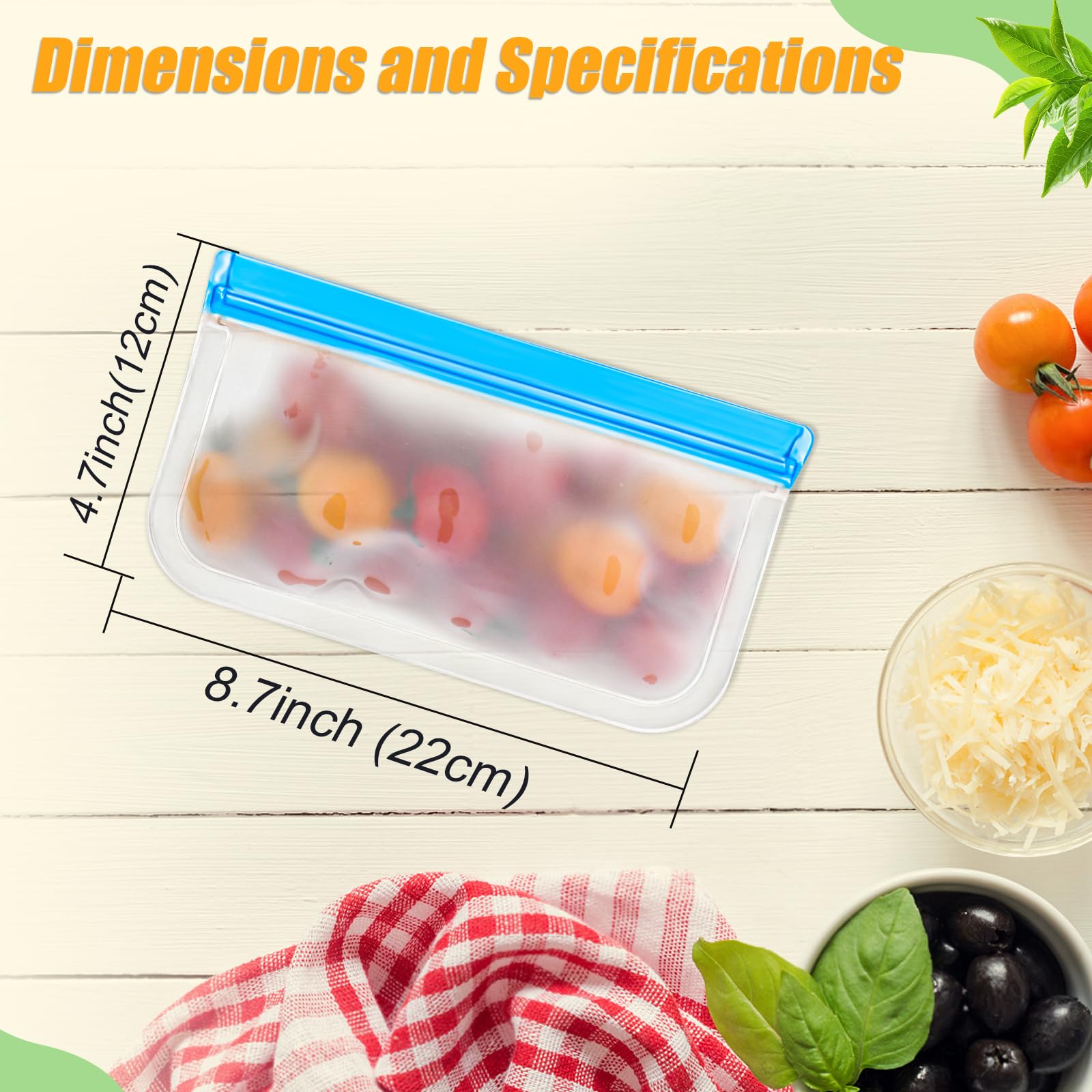 Reusable Silicone Food Storage Bags, 10 Pack 4 Size Leak proof Dishwasher Safe Reusable Freezer Bags for Food Storage Containers, Lunch Bag for Sandwich, Marinate Meat, Fruit