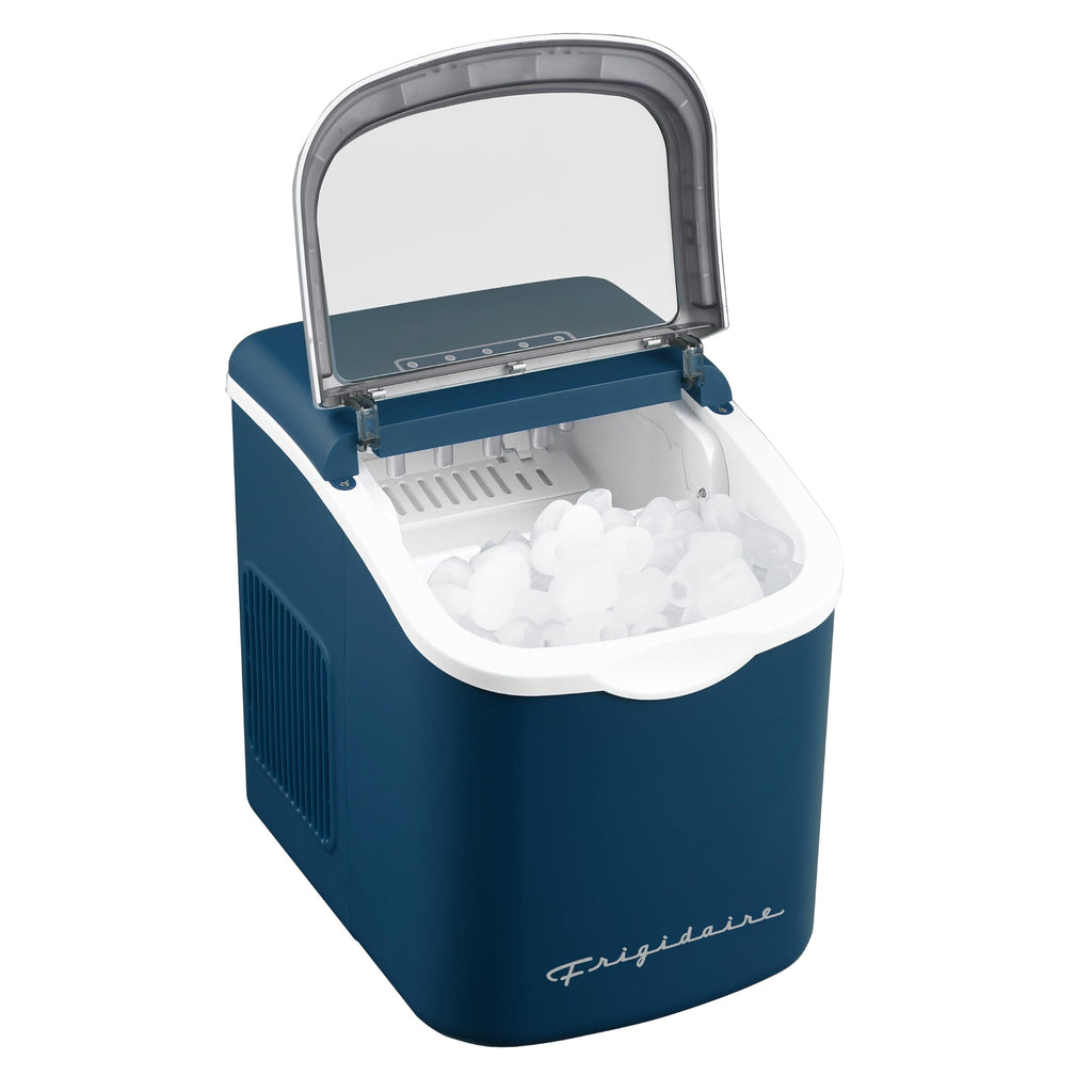 FRIGIDAIRE Retro Compact Ice Maker Machine, Bullet Ice, 26 lb per Day (BlackRoseGold)