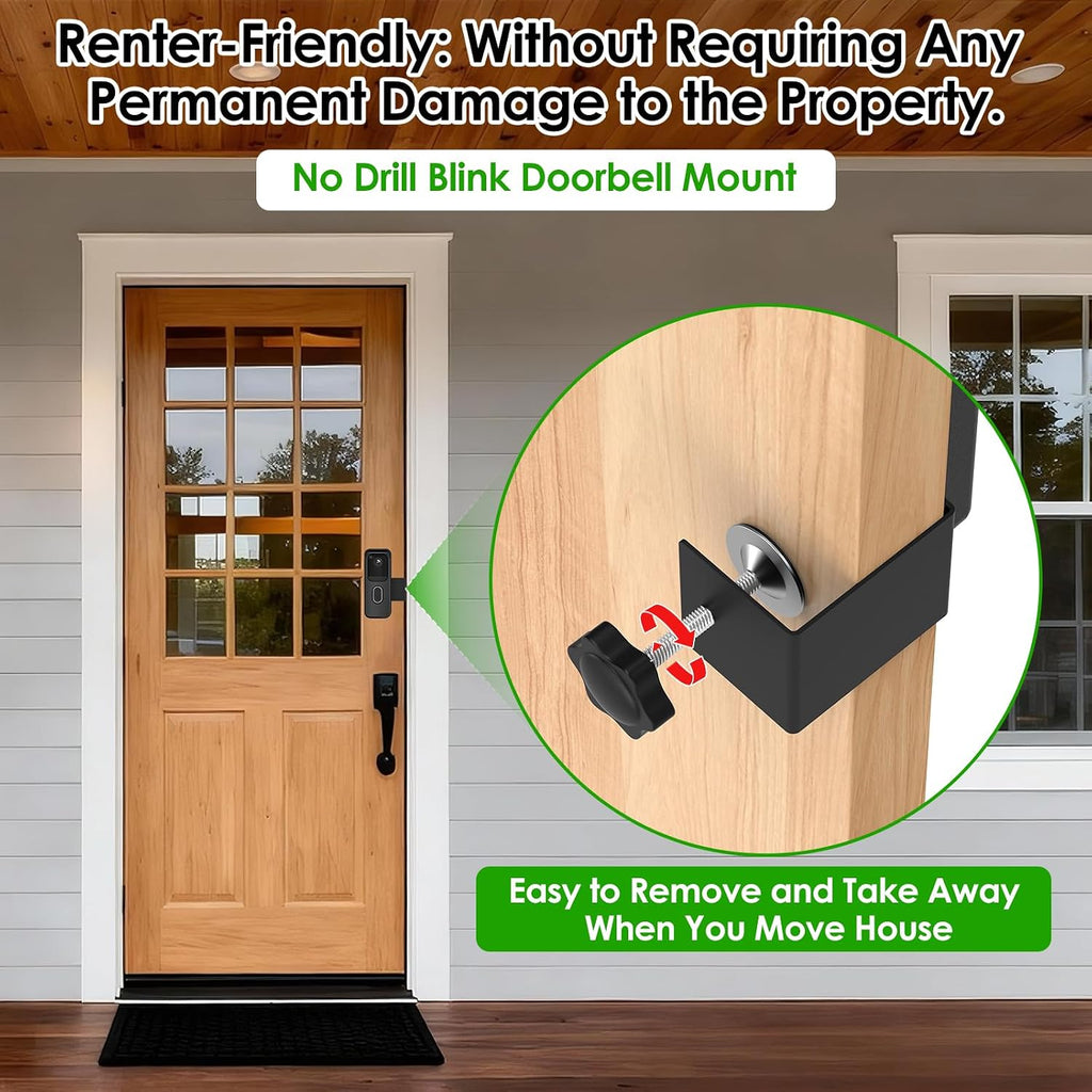 Blink Doorbell Camera Mount, No-Drilling Anti-Theft Video Doorbell Mount for Blink Video Doorbell 2nd Gen, Easy to Install, Door Bell Bracket Kits for Apartments, Renters-Black