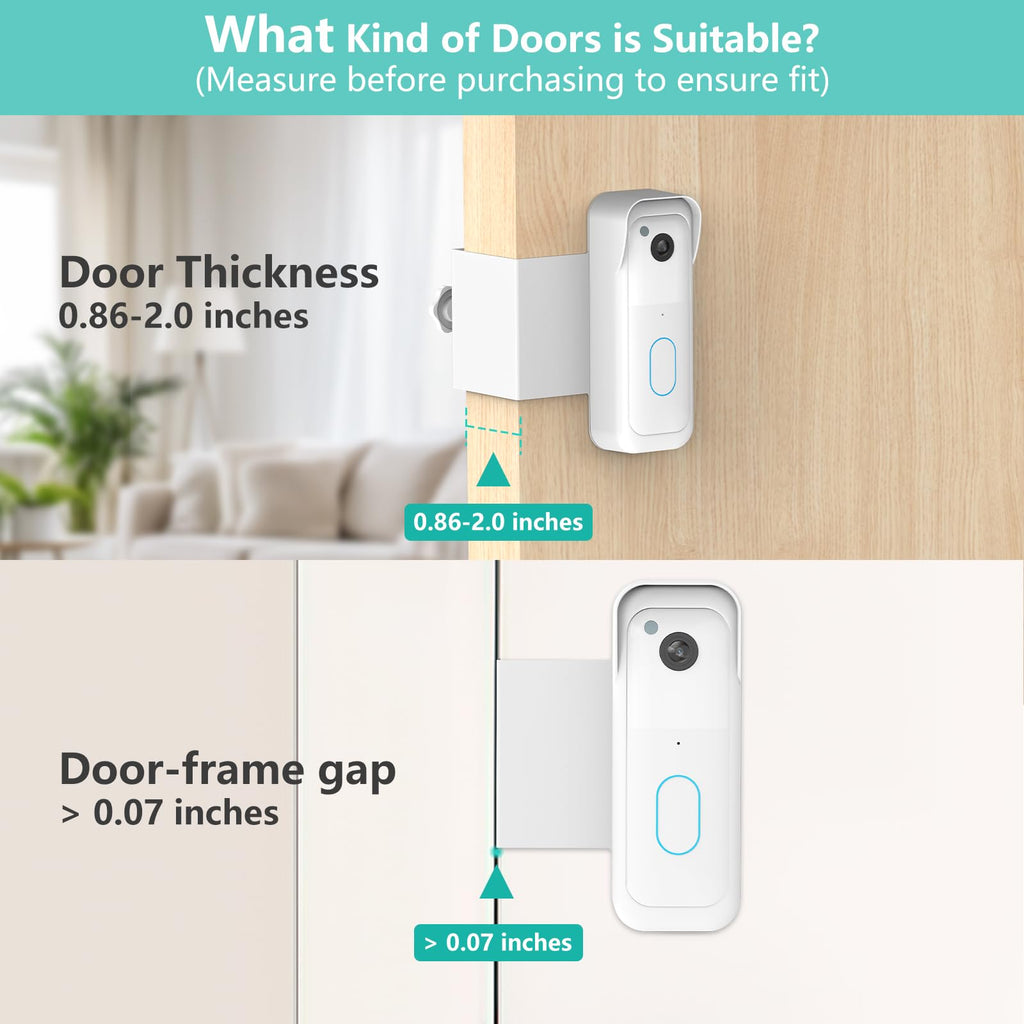 No-Drill Blink Doorbell Mount, Anti-Theft Door Mount for Blink Doorbell Camera, Quick Install Doorbell Kits Ideal for Rental Apartments, No Sensor Blockage, Black
