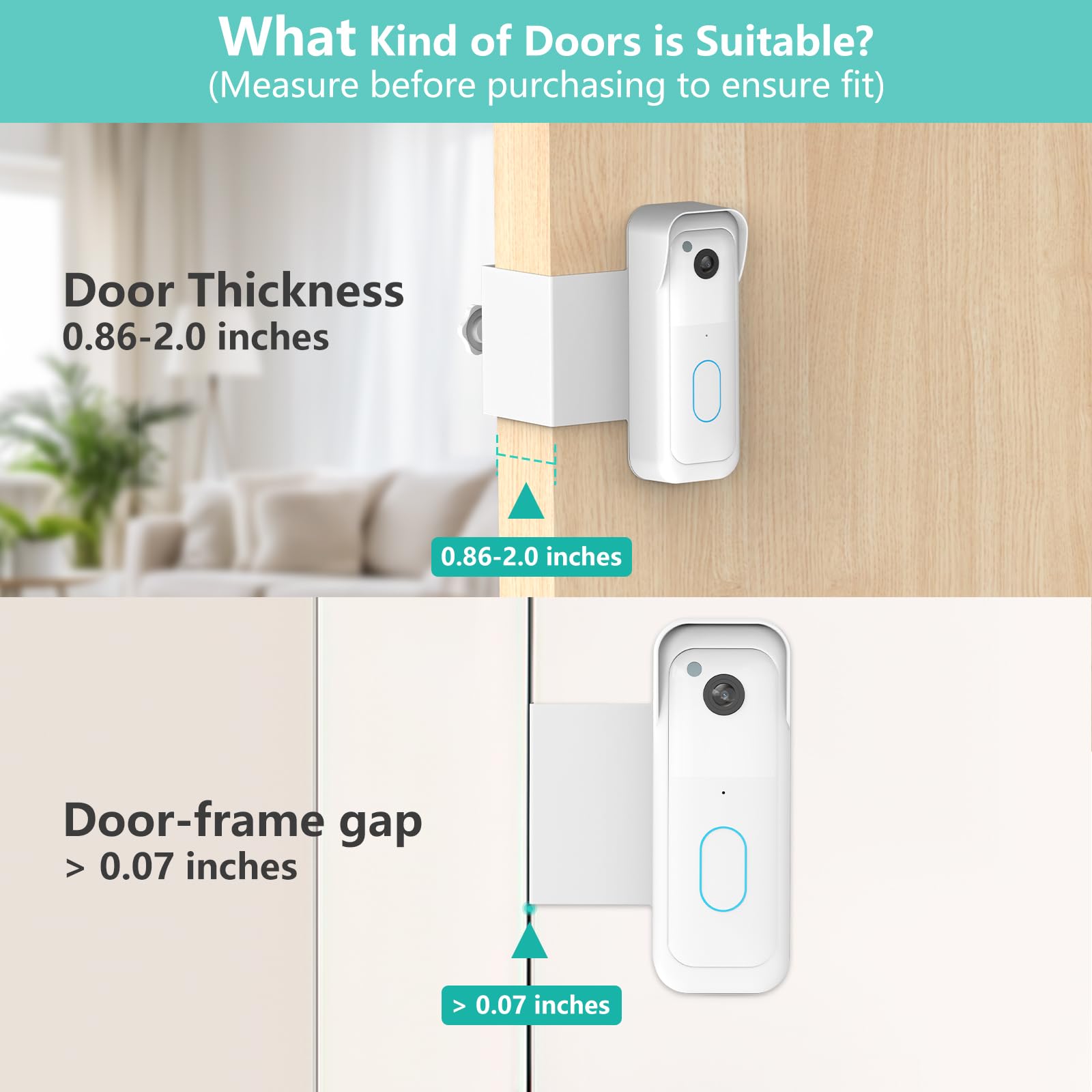 No-Drill Blink Doorbell Mount, Anti-Theft Door Mount for Blink Doorbell Camera, Quick Install Doorbell Kits Ideal for Rental Apartments, No Sensor Blockage, Black