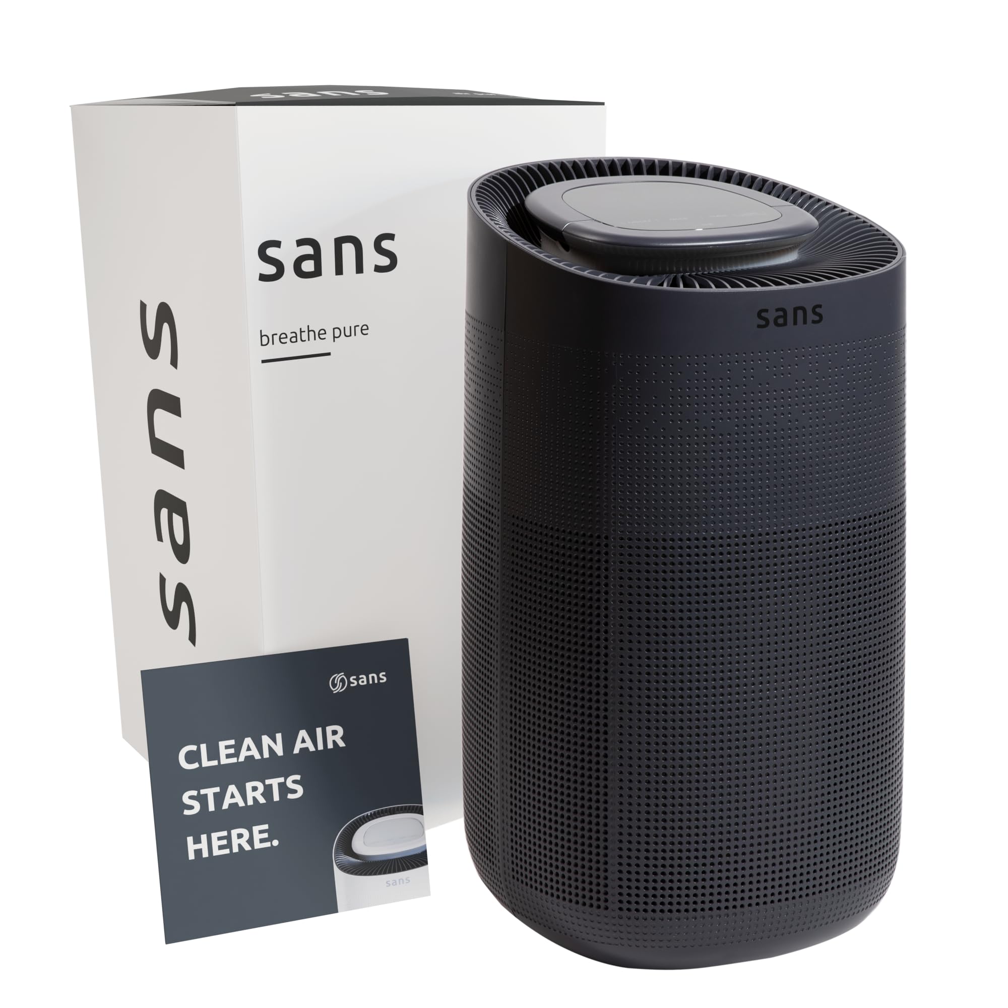 Sans True HEPA Air Purifier for Extra Large Rooms (1,854 sq ft) | UV-C Light Layer & Carbon Odor Absorption | Quiet 25dB Auto-Mode, Captures Smoke, Dust & Allergens (White)