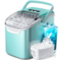 Countertop Portable Ice Maker Machine with Handle, 8 Bullet-Shaped Ice Cubes Ready in 6 Mins, 26Lbs/24H, Self-Cleaning Function with Ice Scoop and Basket for Home/Kitchen/Party (Black)