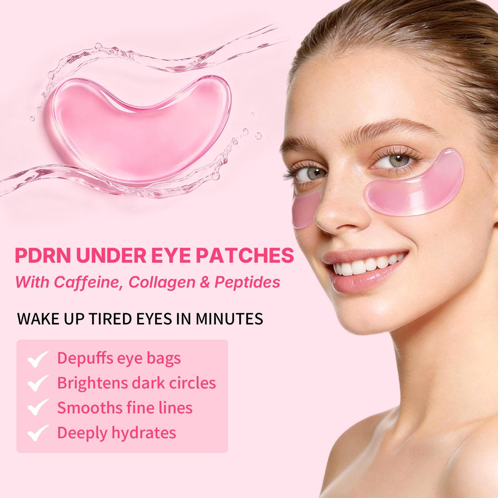Maskiss PDRN Under Eye Patches (25 Pairs), Tri-Color Eye Gel Pads with Retinol Caffeine, Eye Masks for Dark Circles Puffy Eyes Wrinkles, Collagen Self Care Gifts for Women