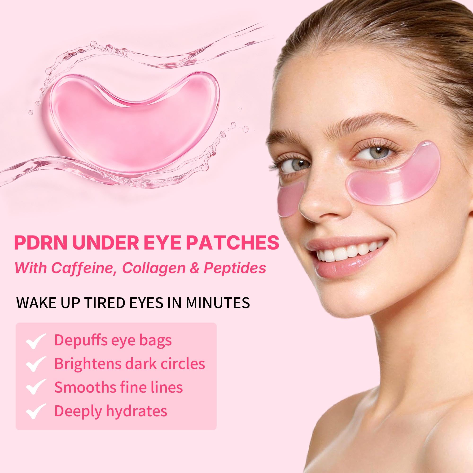 Maskiss PDRN Under Eye Patches (25 Pairs), Tri-Color Eye Gel Pads with Retinol Caffeine, Eye Masks for Dark Circles Puffy Eyes Wrinkles, Collagen Self Care Gifts for Women