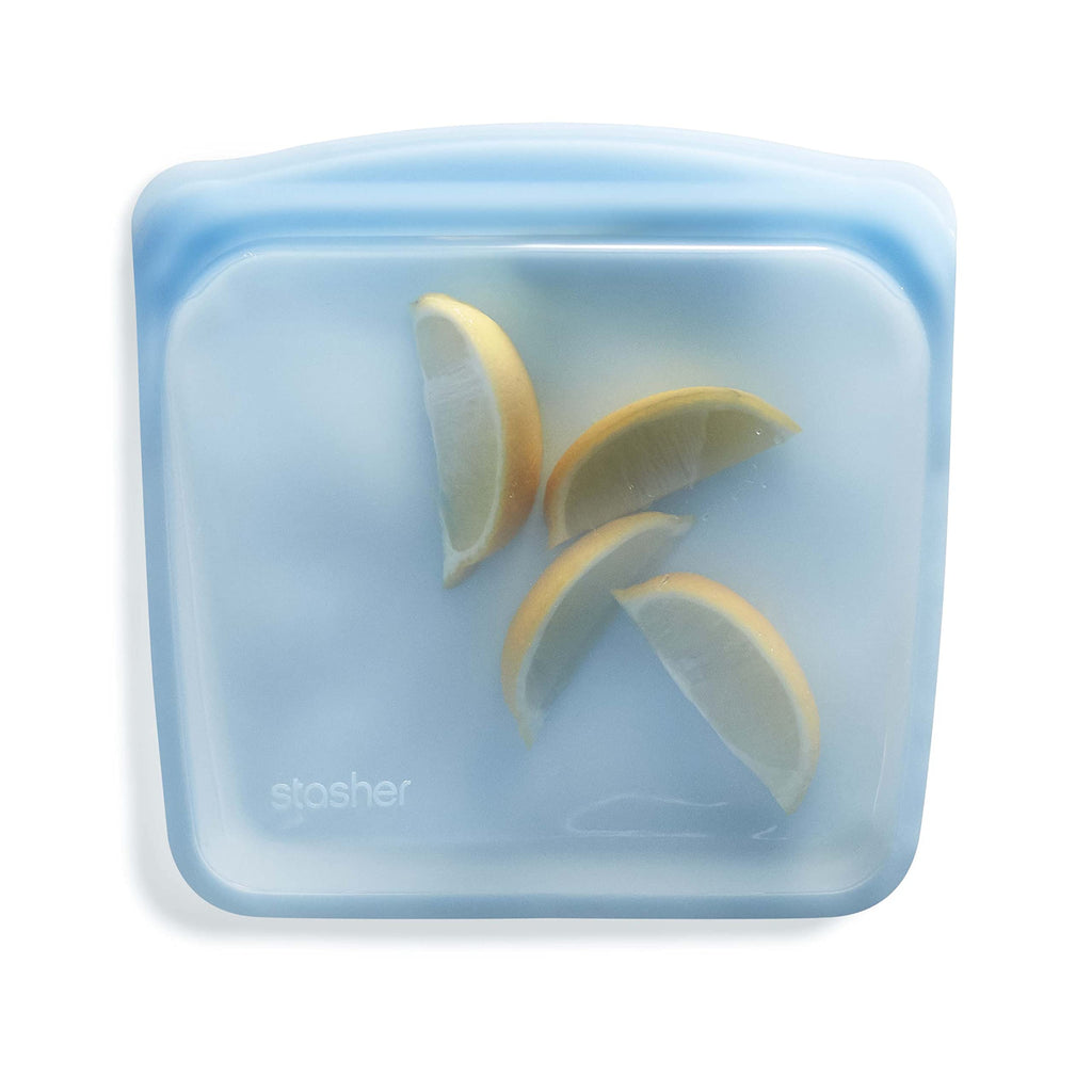 Stasher Silicone Reusable Storage Bag, Sandwich Bags, Reusable Freezer Bag, Microwave, Dishwasher, Oven Safe, Sous Vide, Premium Lunch Container, Eco Friendly, Food Storage Bags, 28 oz, Clear