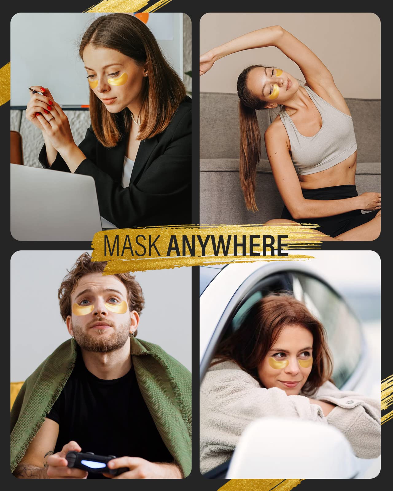 Maskiss PDRN Under Eye Patches (25 Pairs), Tri-Color Eye Gel Pads with Retinol Caffeine, Eye Masks for Dark Circles Puffy Eyes Wrinkles, Collagen Self Care Gifts for Women