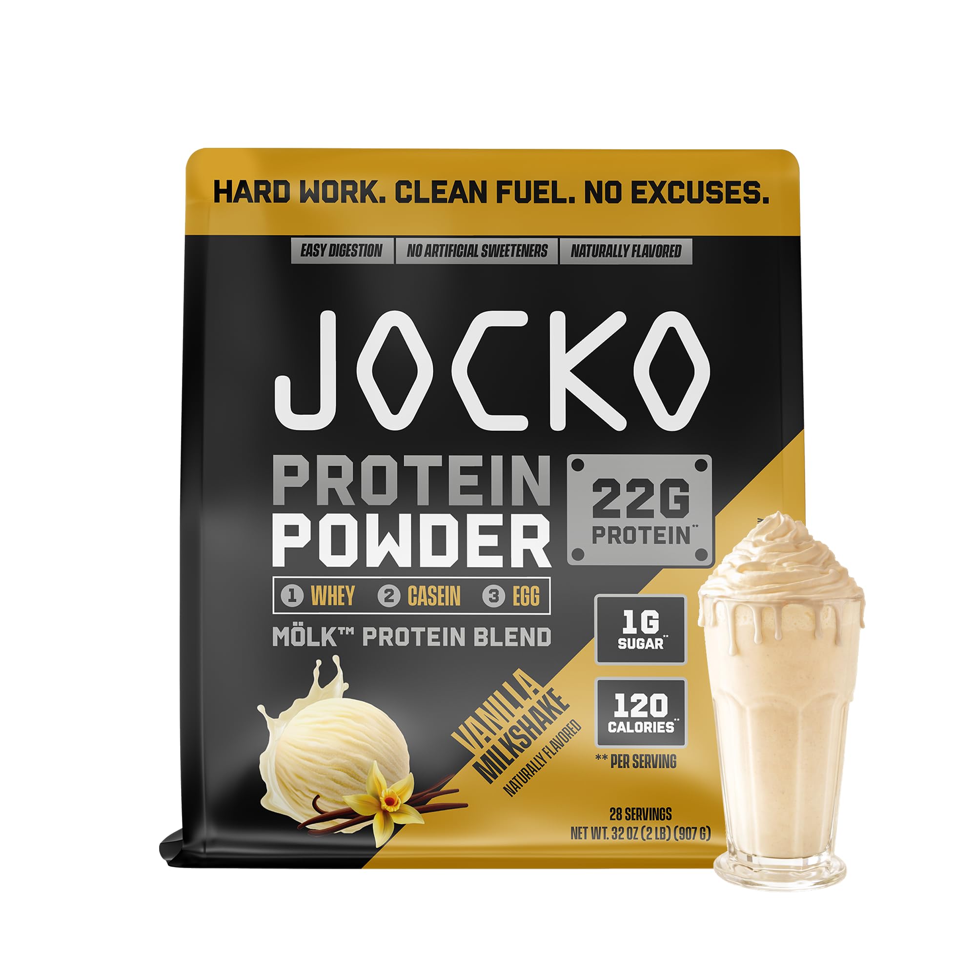 Jocko Fuel Whey Protein Powder, Chocolate Peanut Butter, 22g Protein, Digestive Enzymes + Probiotic Blend, No Sugar Added, with Essential Amino Acids + Electrolyte Minerals, 25 Servings