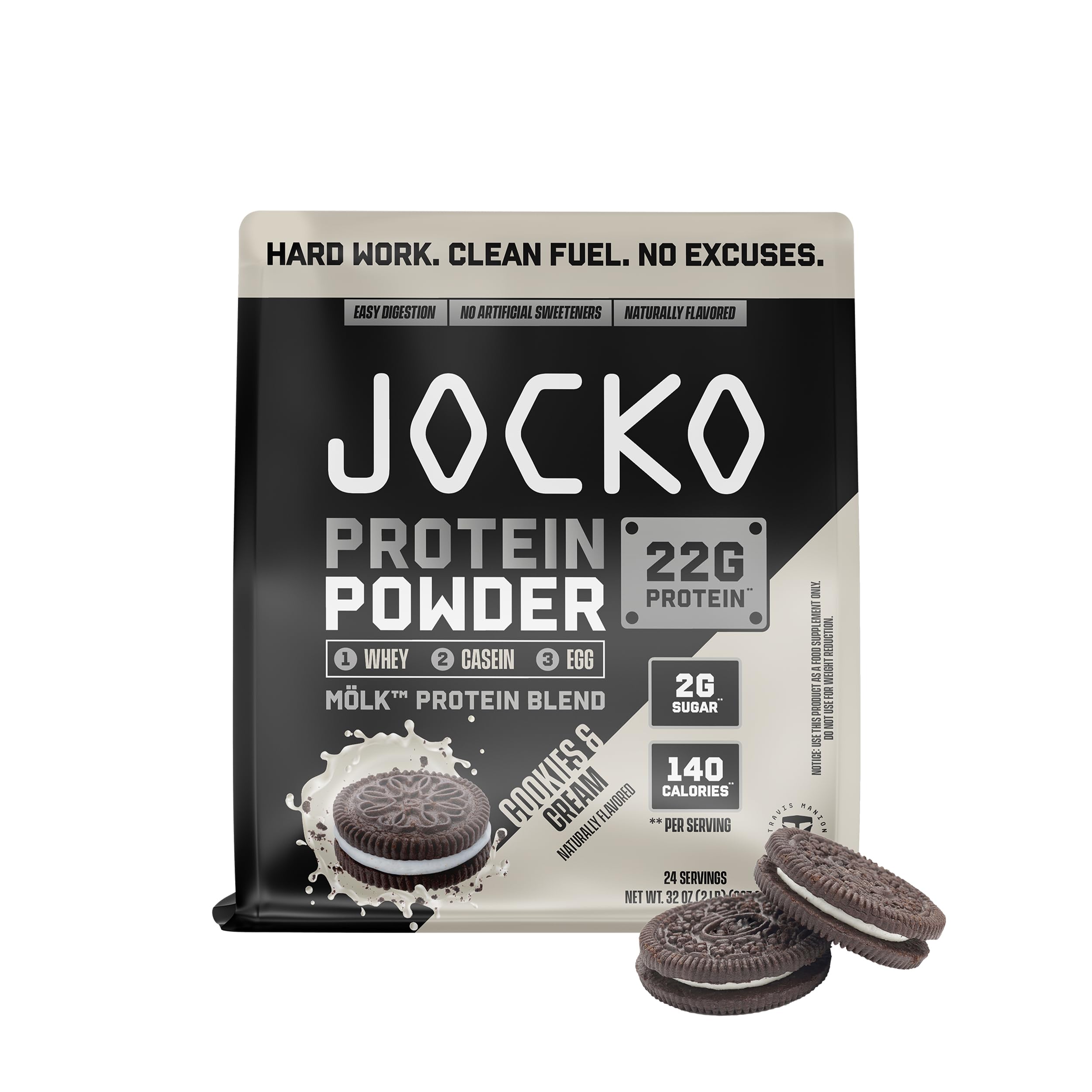 Jocko Fuel Whey Protein Powder, Chocolate Peanut Butter, 22g Protein, Digestive Enzymes + Probiotic Blend, No Sugar Added, with Essential Amino Acids + Electrolyte Minerals, 25 Servings