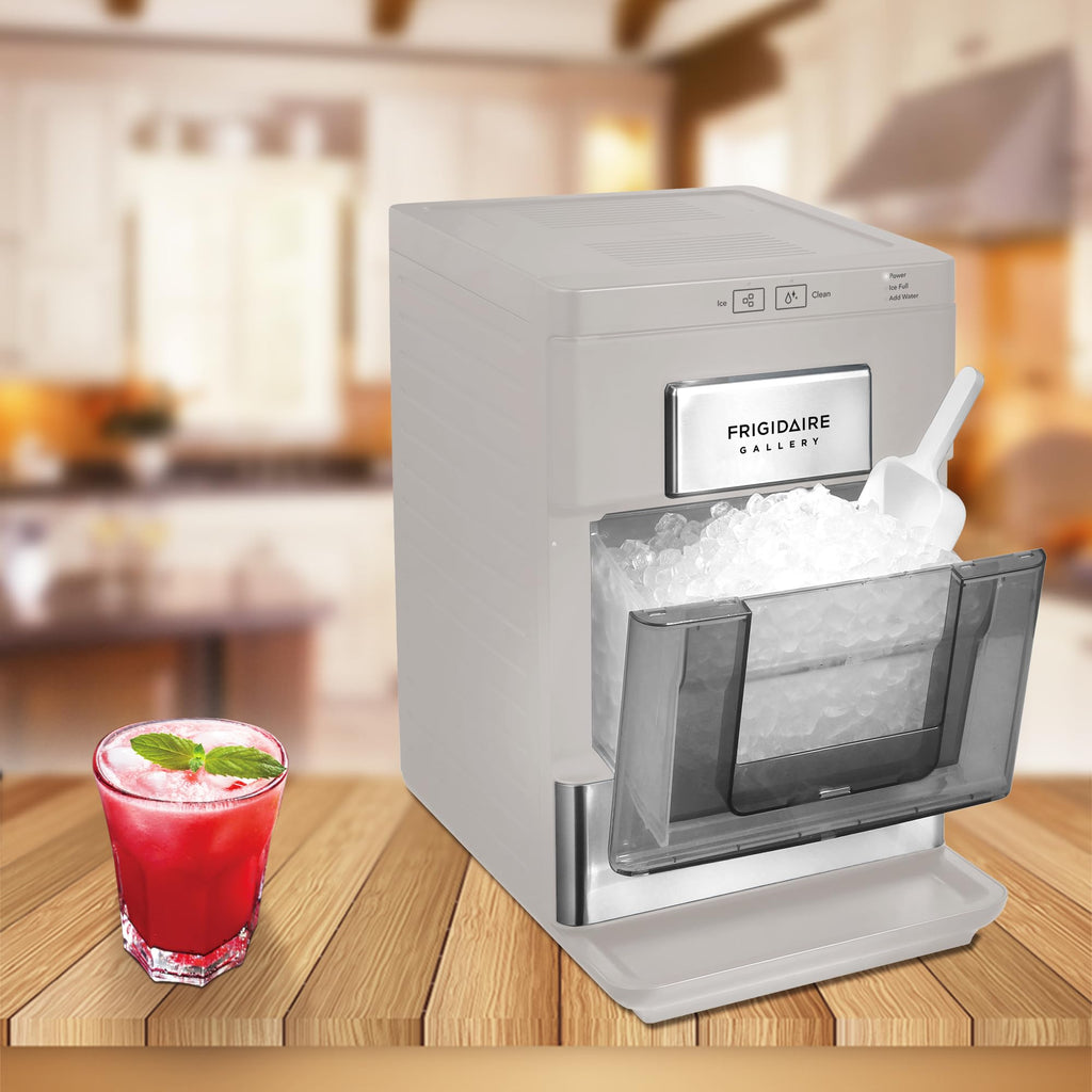 Frigidaire Gallery, 33 Lbs. Countertop Ice Maker, Nugget Shaped Ice, Stainless Steel Trim (Black)